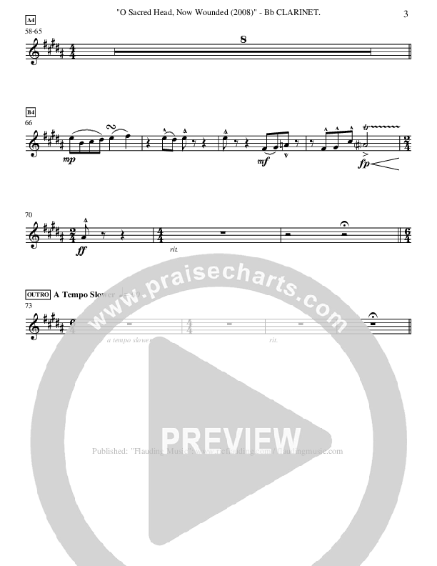 O Sacred Head Now Wounded (Instrumental) Clarinet ()