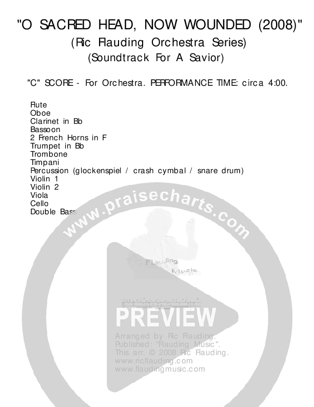 O Sacred Head Now Wounded (Instrumental) Cover Sheet ()