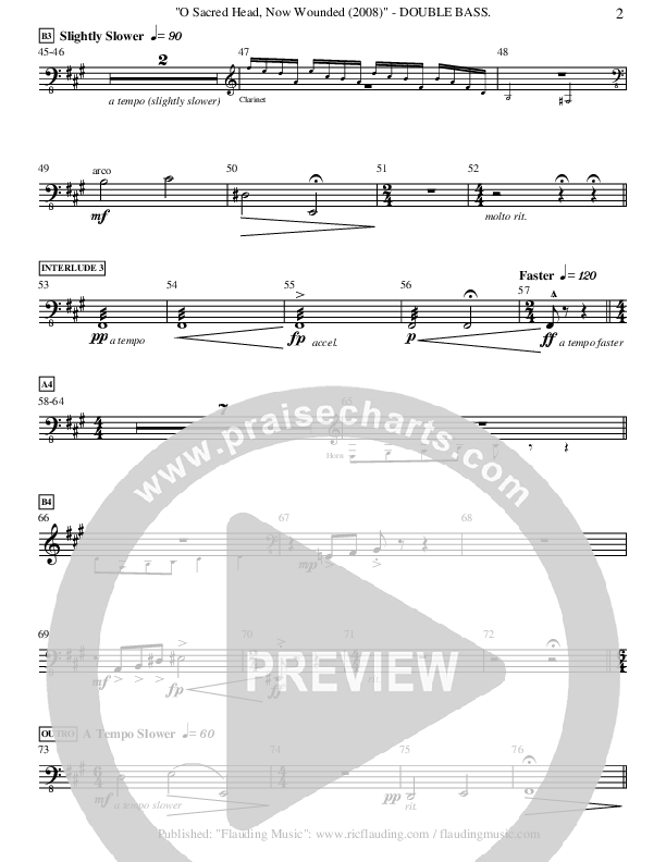 O Sacred Head Now Wounded (Instrumental) Double Bass ()