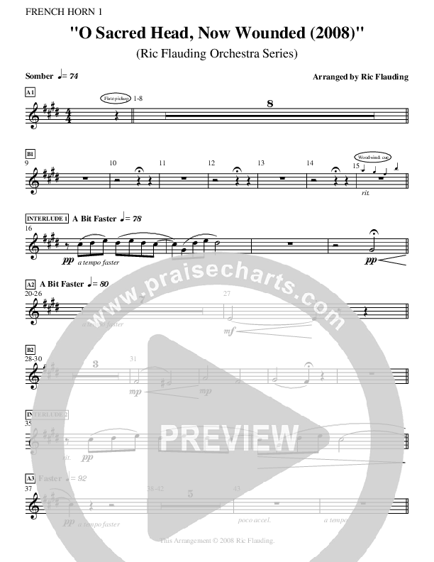 O Sacred Head Now Wounded (Instrumental) French Horn 1 ()