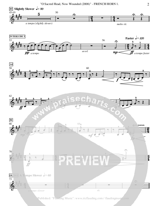 O Sacred Head Now Wounded (Instrumental) French Horn 1 ()