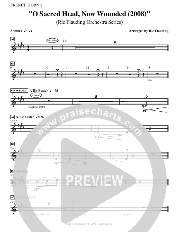 O Sacred Head Now Wounded (Instrumental) French Horn 2 ()