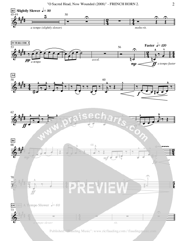 O Sacred Head Now Wounded (Instrumental) French Horn 2 ()