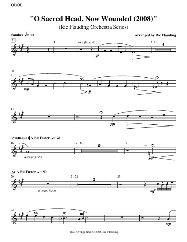 O Sacred Head Now Wounded (Instrumental) Oboe ()