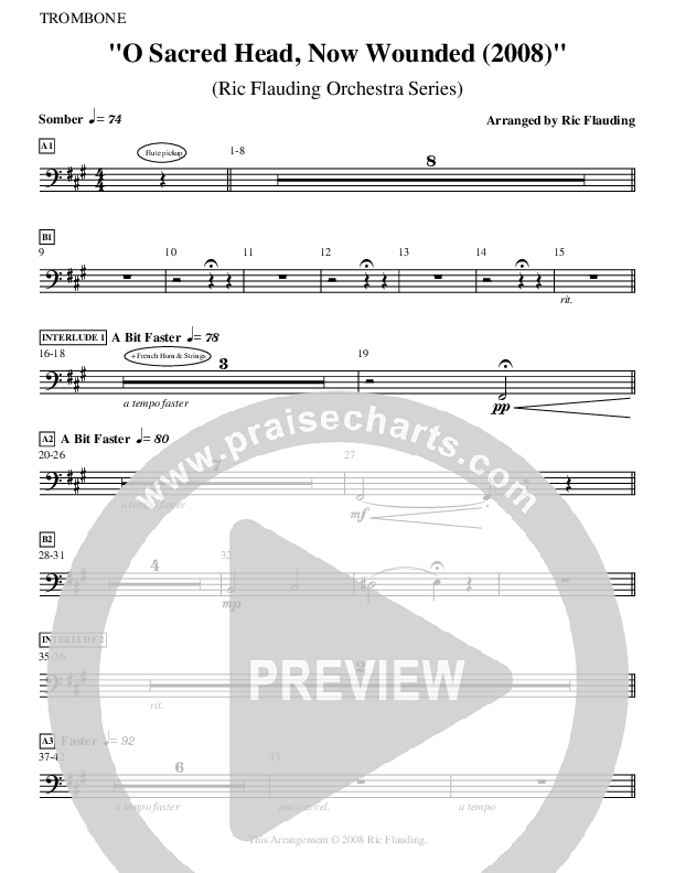 O Sacred Head Now Wounded (Instrumental) Trombone ()