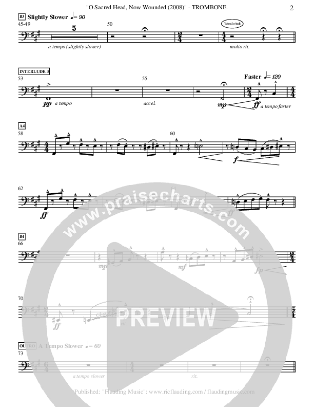 O Sacred Head Now Wounded (Instrumental) Trombone ()