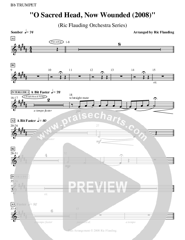 O Sacred Head Now Wounded (Instrumental) Trumpet ()