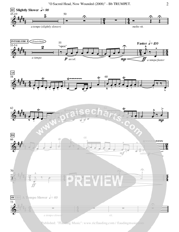 O Sacred Head Now Wounded (Instrumental) Trumpet ()