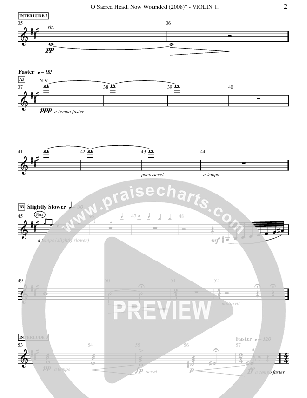 O Sacred Head Now Wounded (Instrumental) Violin 1 ()