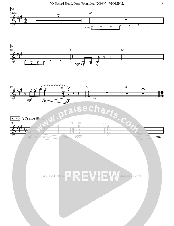 O Sacred Head Now Wounded (Instrumental) Violin 2 ()