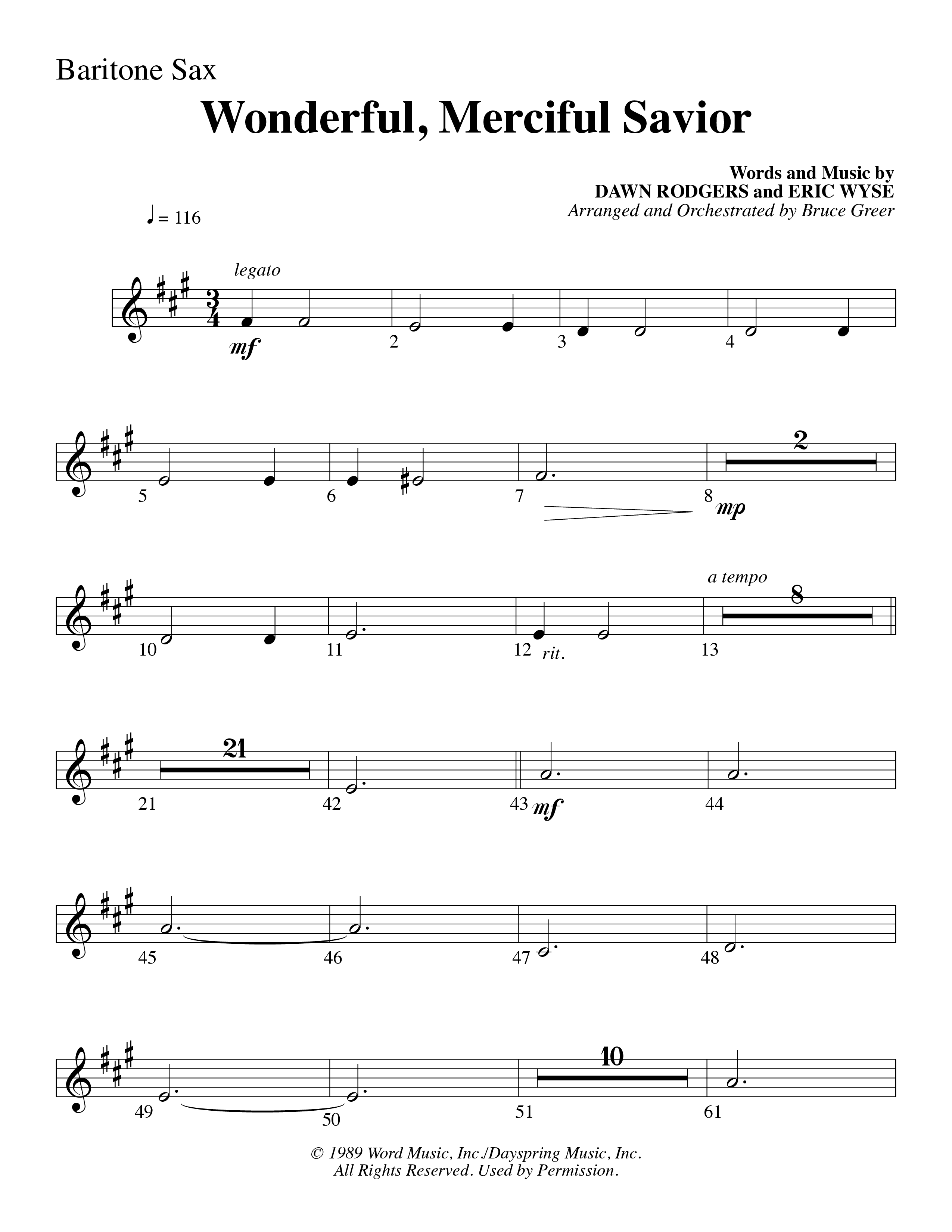 Wonderful Merciful Savior (Choral Anthem SATB) Bari Sax (Word Music Choral / Arr. Mark McClure)