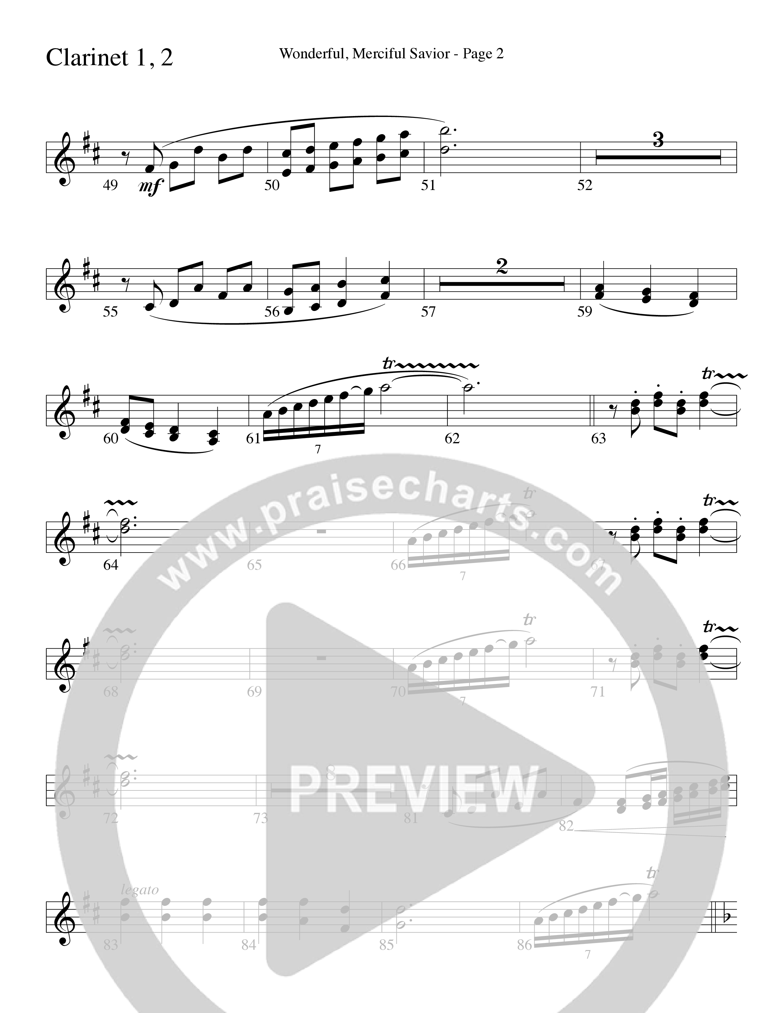 Wonderful Merciful Savior (Choral Anthem SATB) Clarinet 1/2 (Word Music Choral / Arr. Mark McClure)