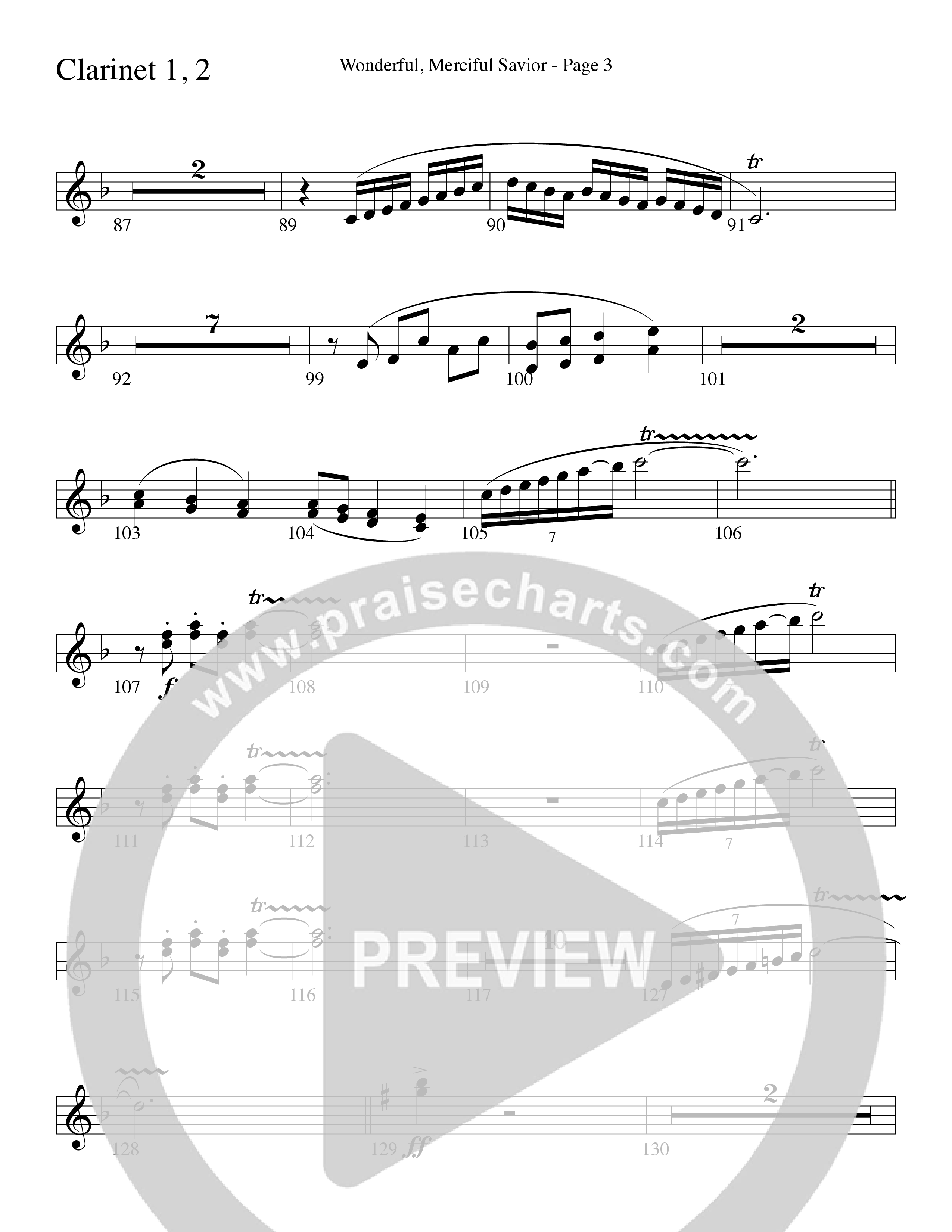 Wonderful Merciful Savior (Choral Anthem SATB) Clarinet 1/2 (Word Music Choral / Arr. Mark McClure)