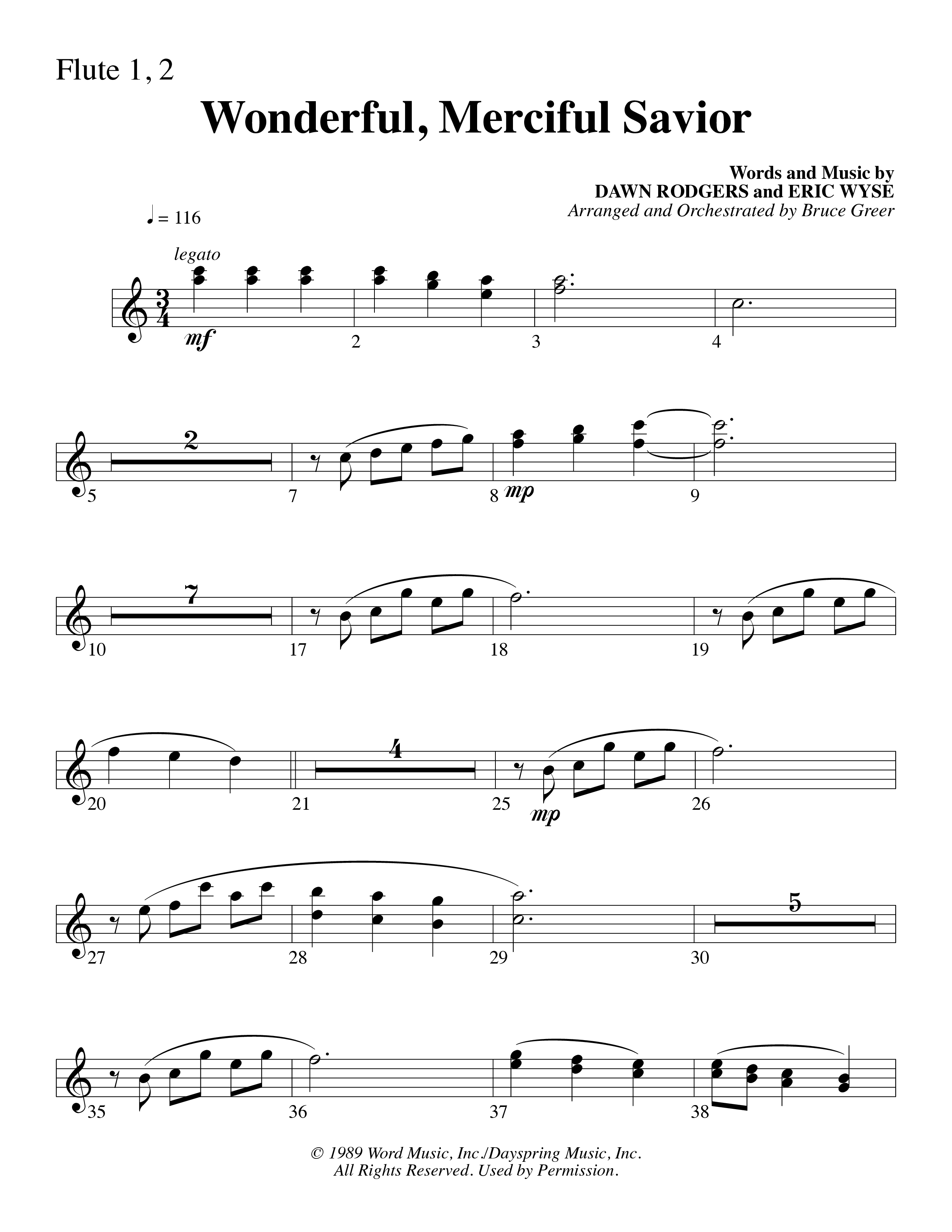 Wonderful Merciful Savior (Choral Anthem SATB) Flute 1/2 (Word Music Choral / Arr. Mark McClure)
