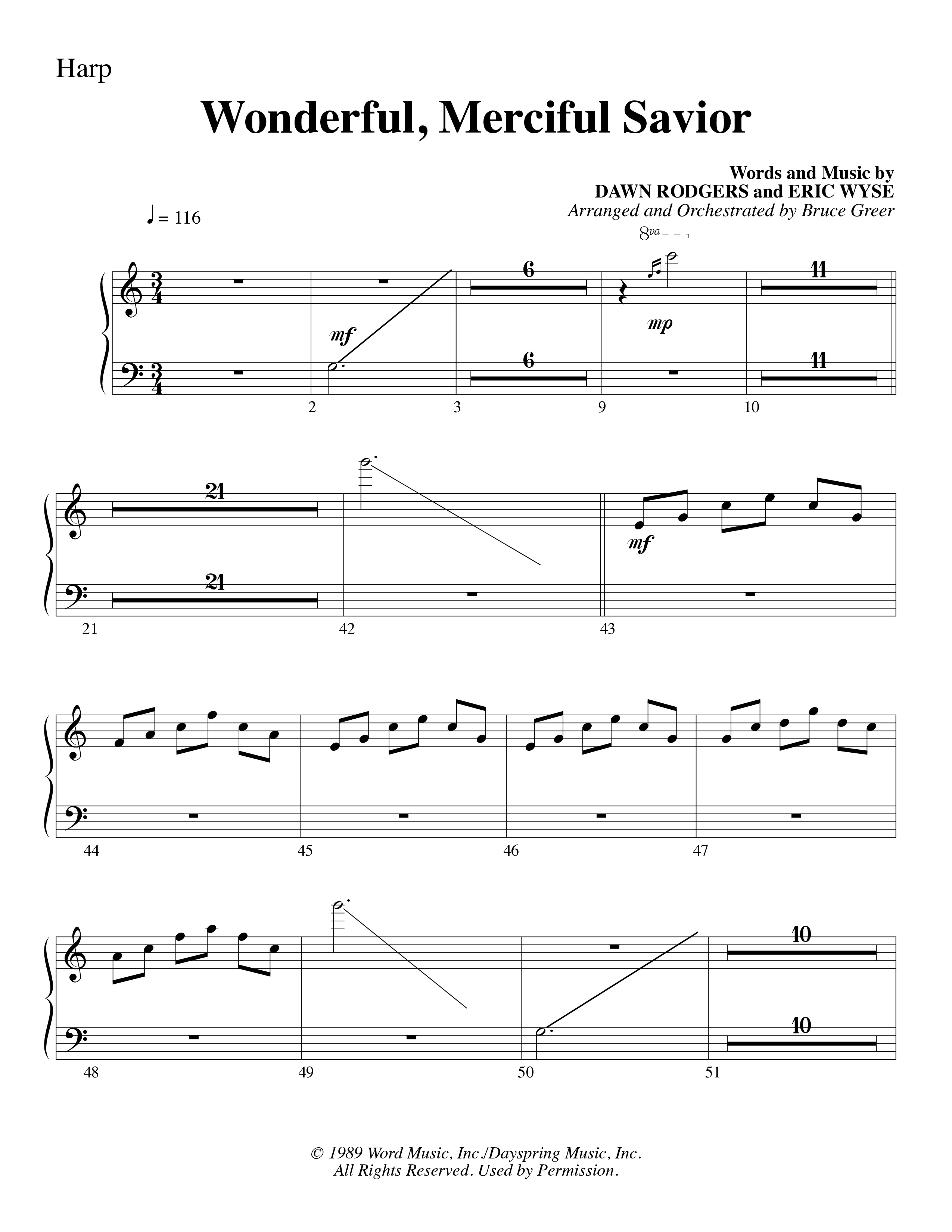Wonderful Merciful Savior (Choral Anthem SATB) Harp (Word Music Choral / Arr. Mark McClure)