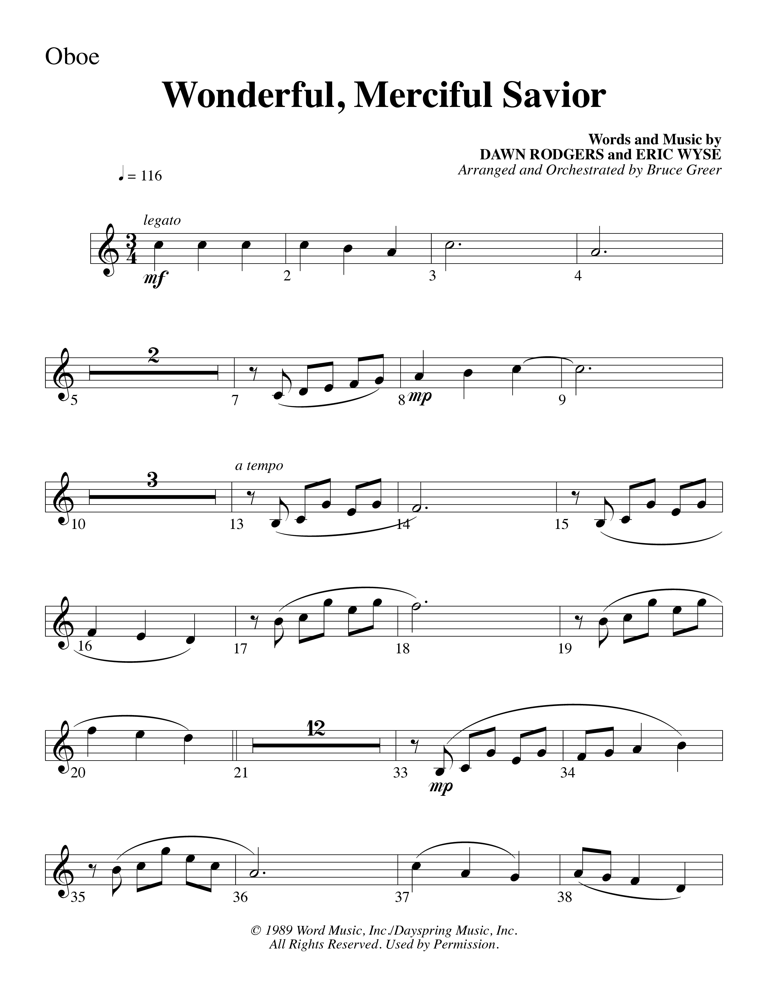 Wonderful Merciful Savior (Choral Anthem SATB) Oboe (Word Music Choral / Arr. Mark McClure)