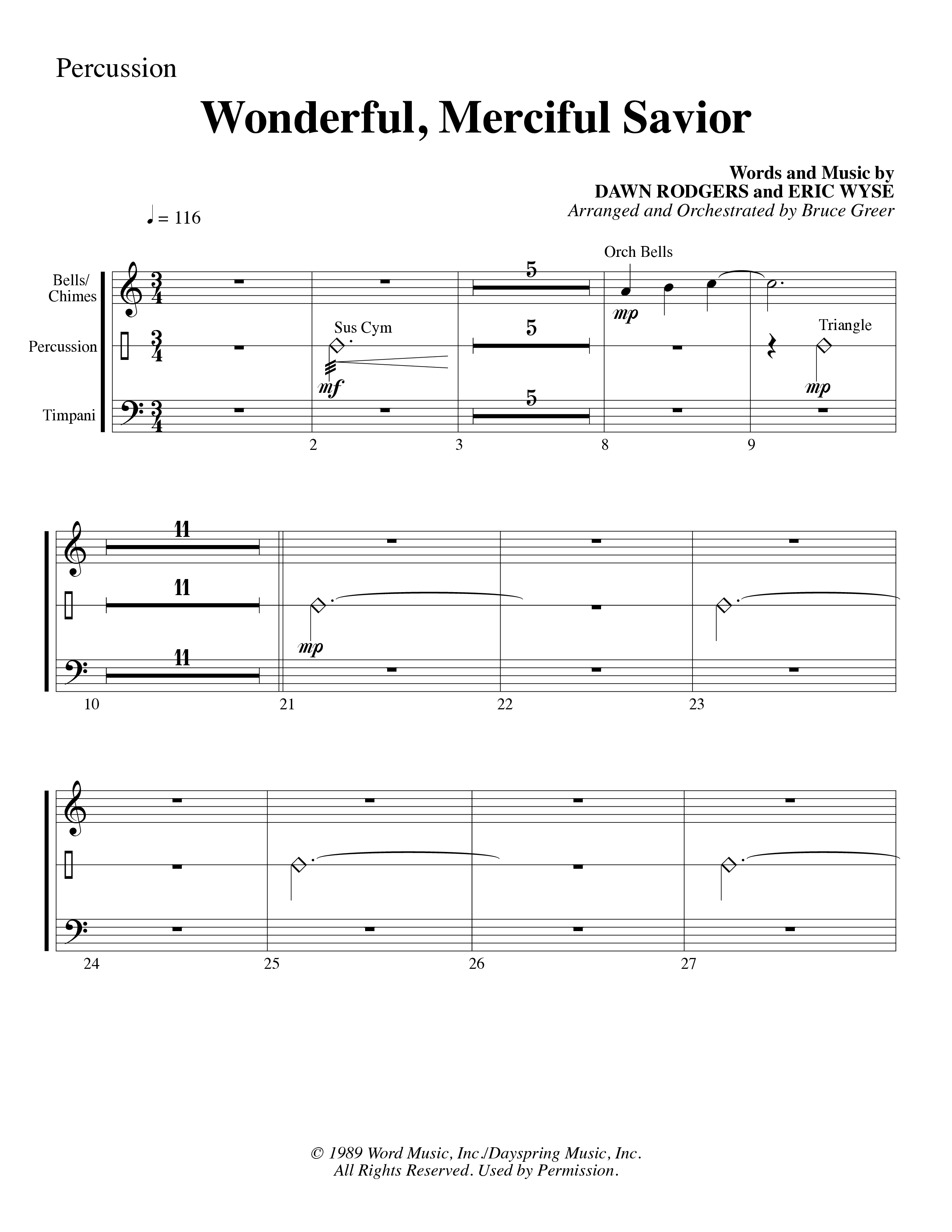 Wonderful Merciful Savior (Choral Anthem SATB) Percussion (Word Music Choral / Arr. Mark McClure)