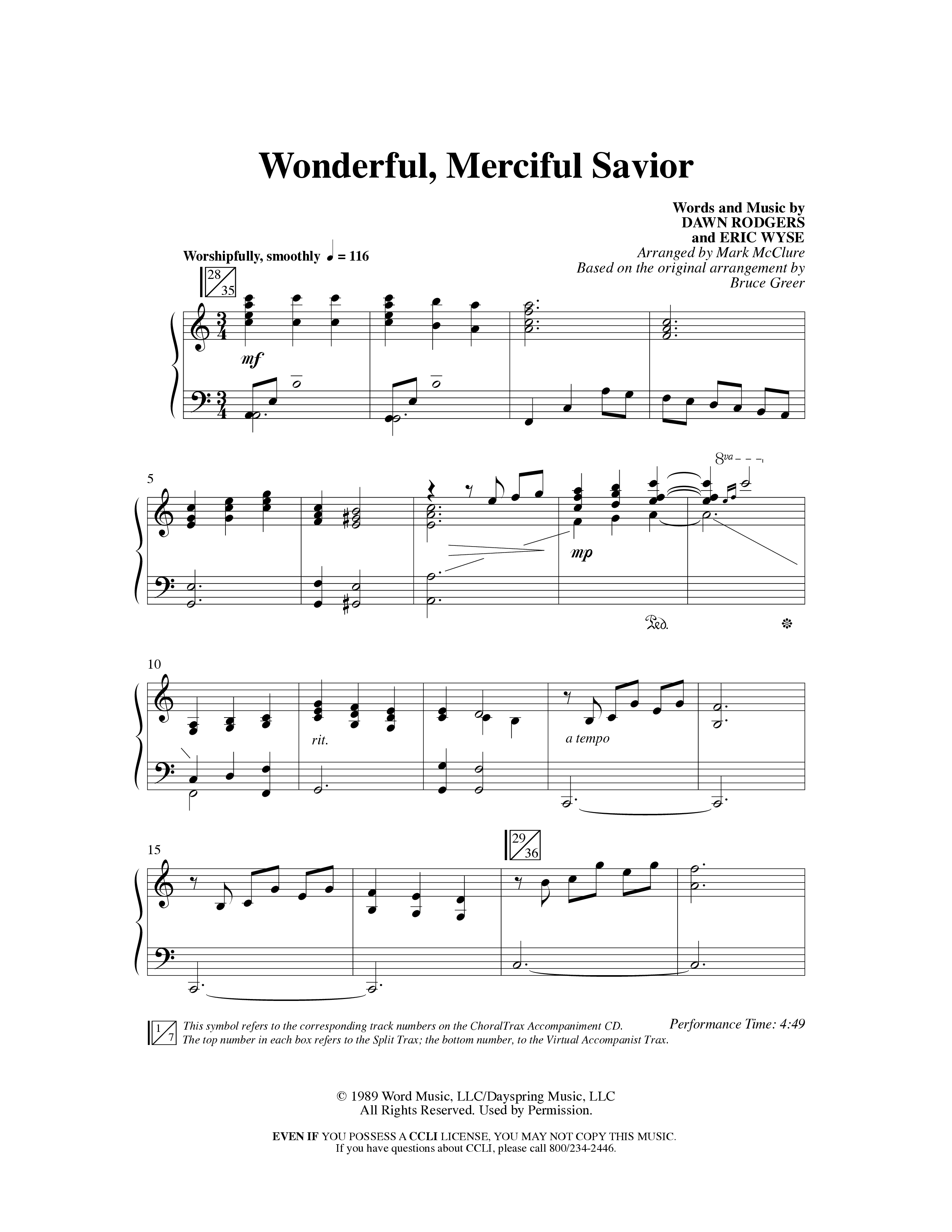 Wonderful Merciful Savior (Choral Anthem SATB) Anthem (SATB/Piano) (Word Music Choral / Arr. Mark McClure)