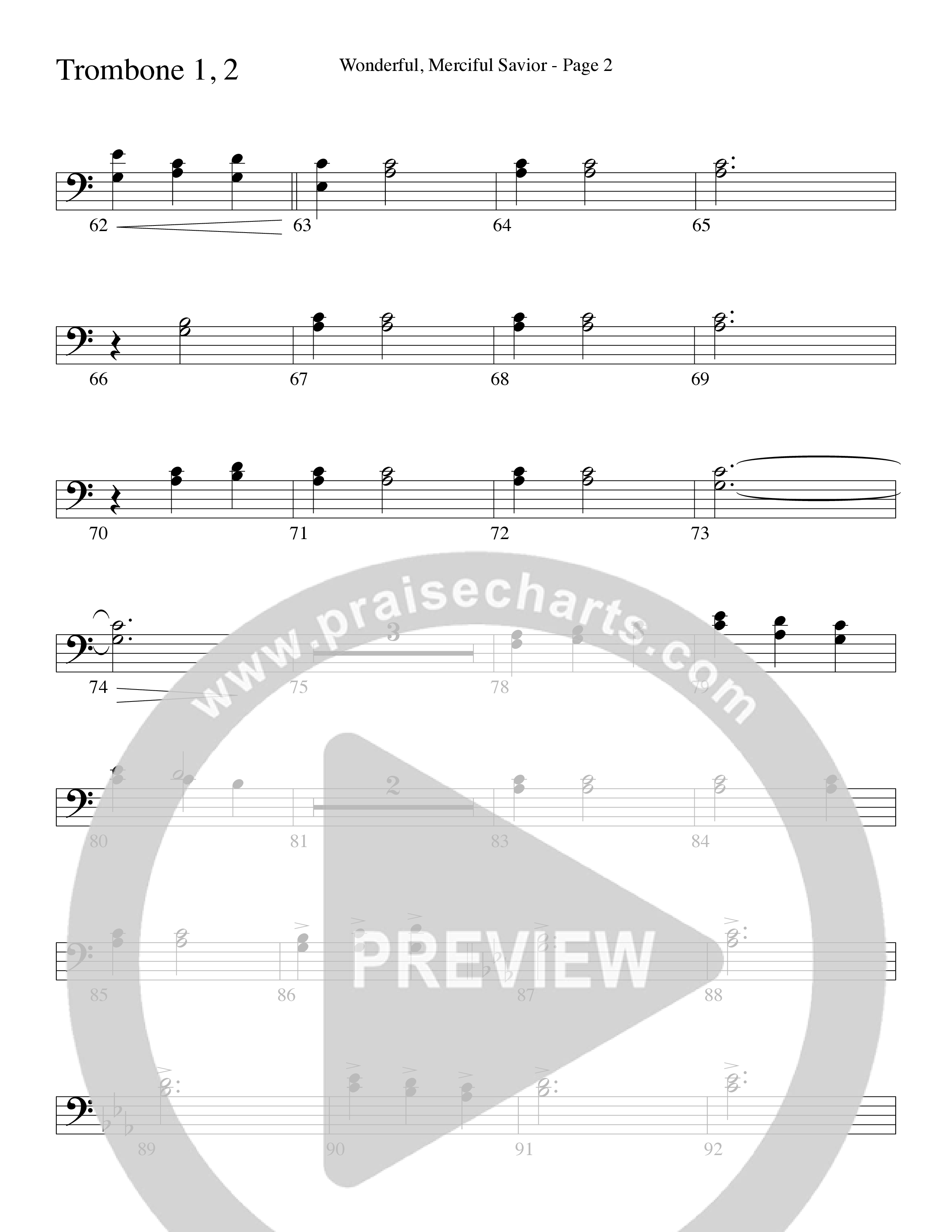 Wonderful Merciful Savior (Choral Anthem SATB) Trombone 1/2 (Word Music Choral / Arr. Mark McClure)