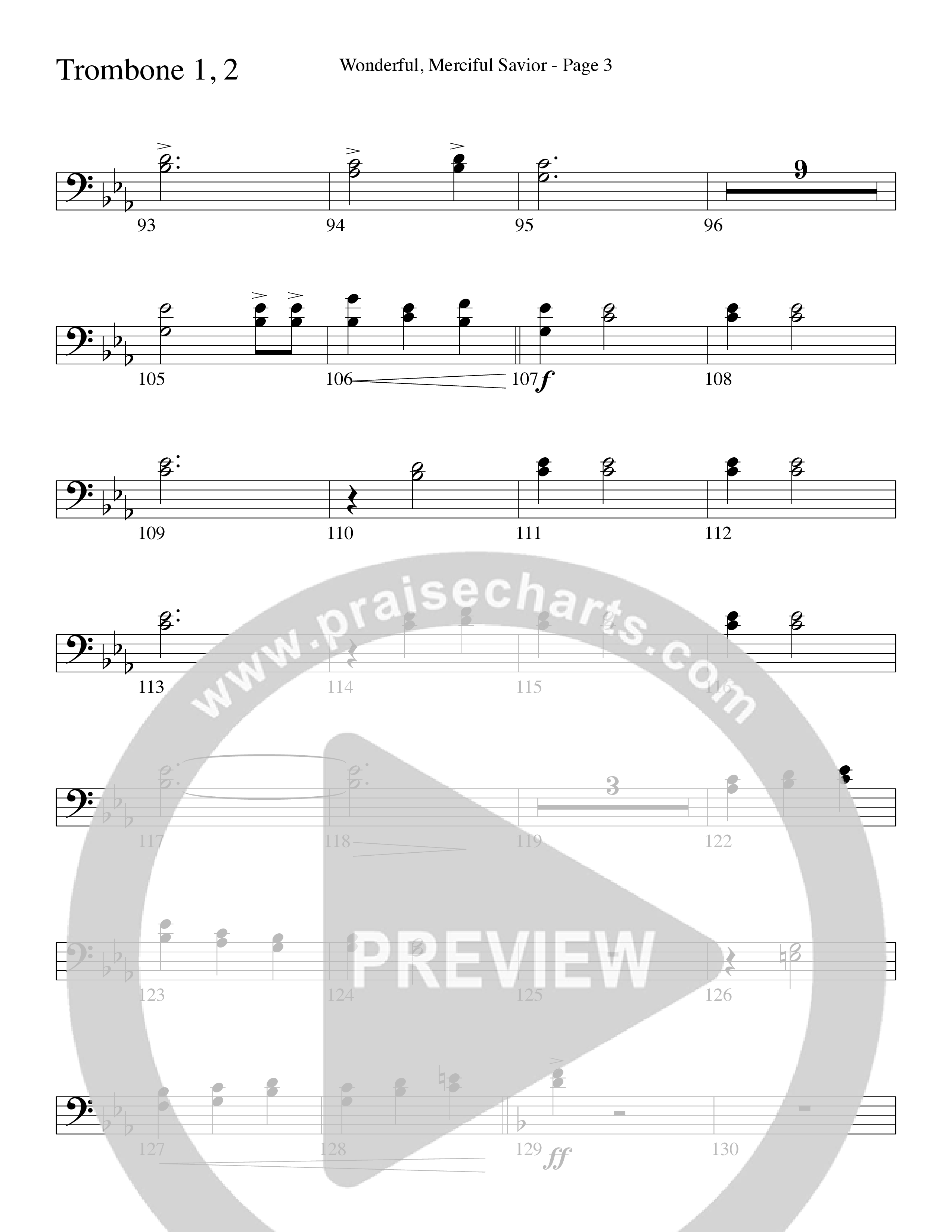 Wonderful Merciful Savior (Choral Anthem SATB) Trombone 1/2 (Word Music Choral / Arr. Mark McClure)