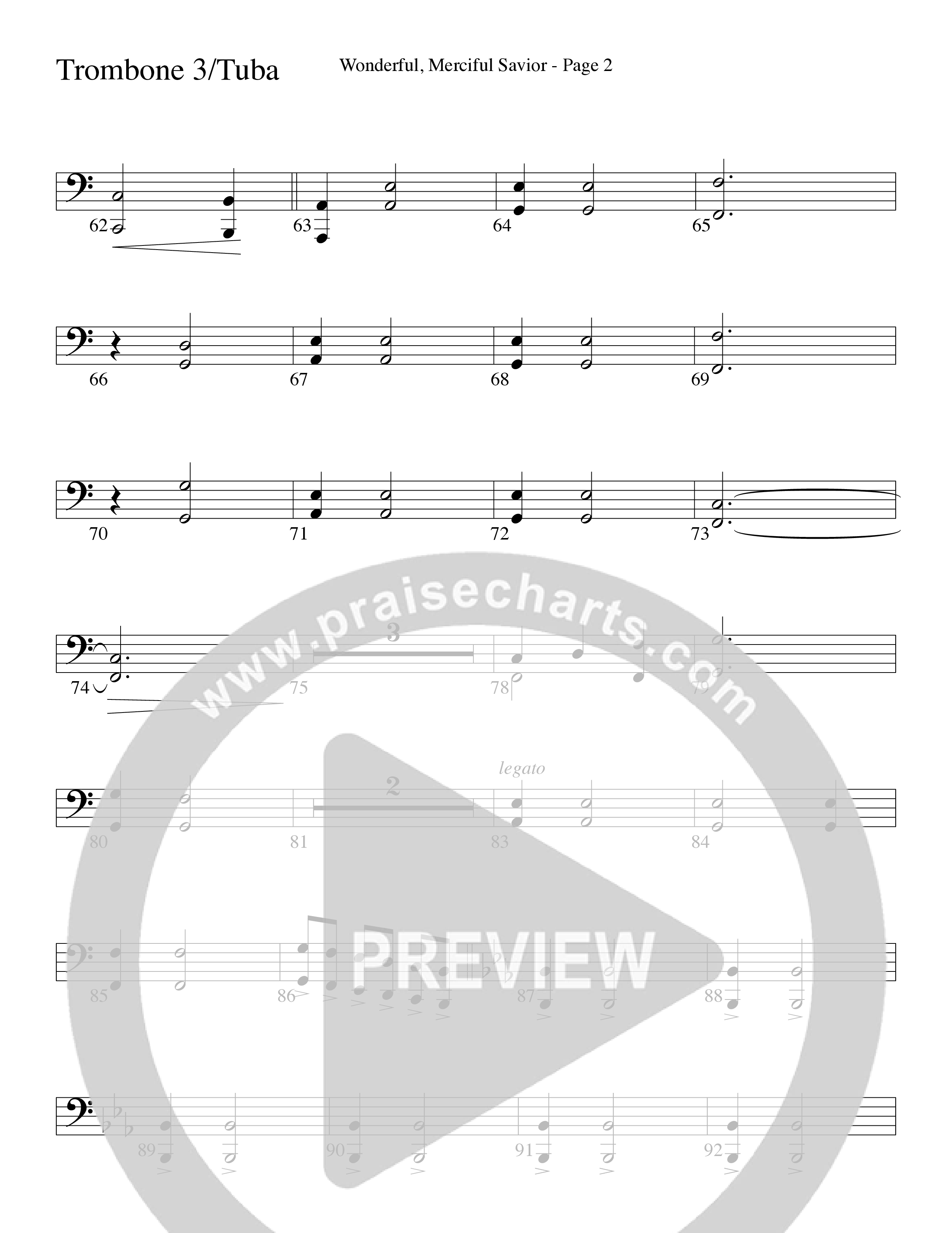 Wonderful Merciful Savior (Choral Anthem SATB) Trombone 3/Tuba (Word Music Choral / Arr. Mark McClure)