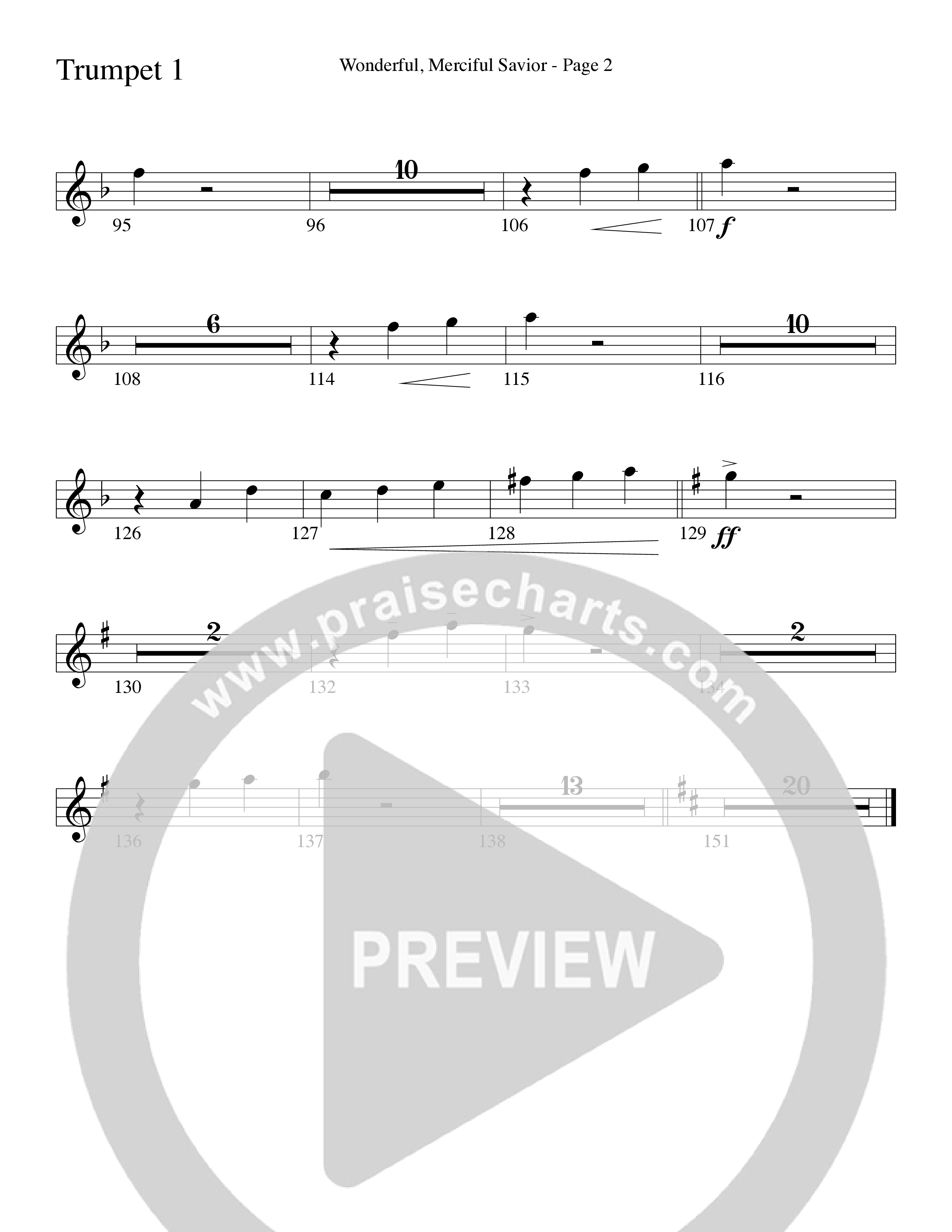 Wonderful Merciful Savior (Choral Anthem SATB) Trumpet 1 (Word Music Choral / Arr. Mark McClure)