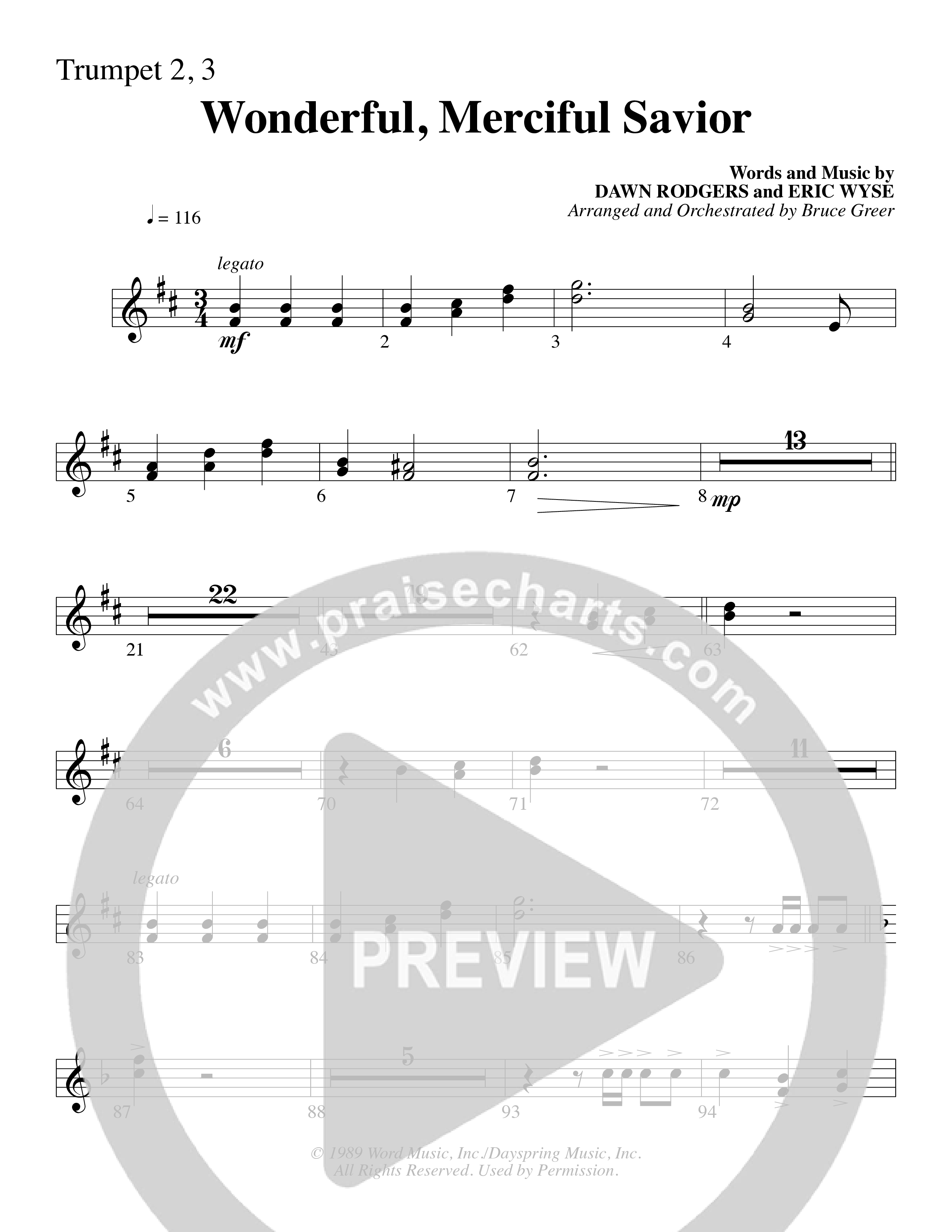 Wonderful Merciful Savior (Choral Anthem SATB) Trumpet 2/3 (Word Music Choral / Arr. Mark McClure)