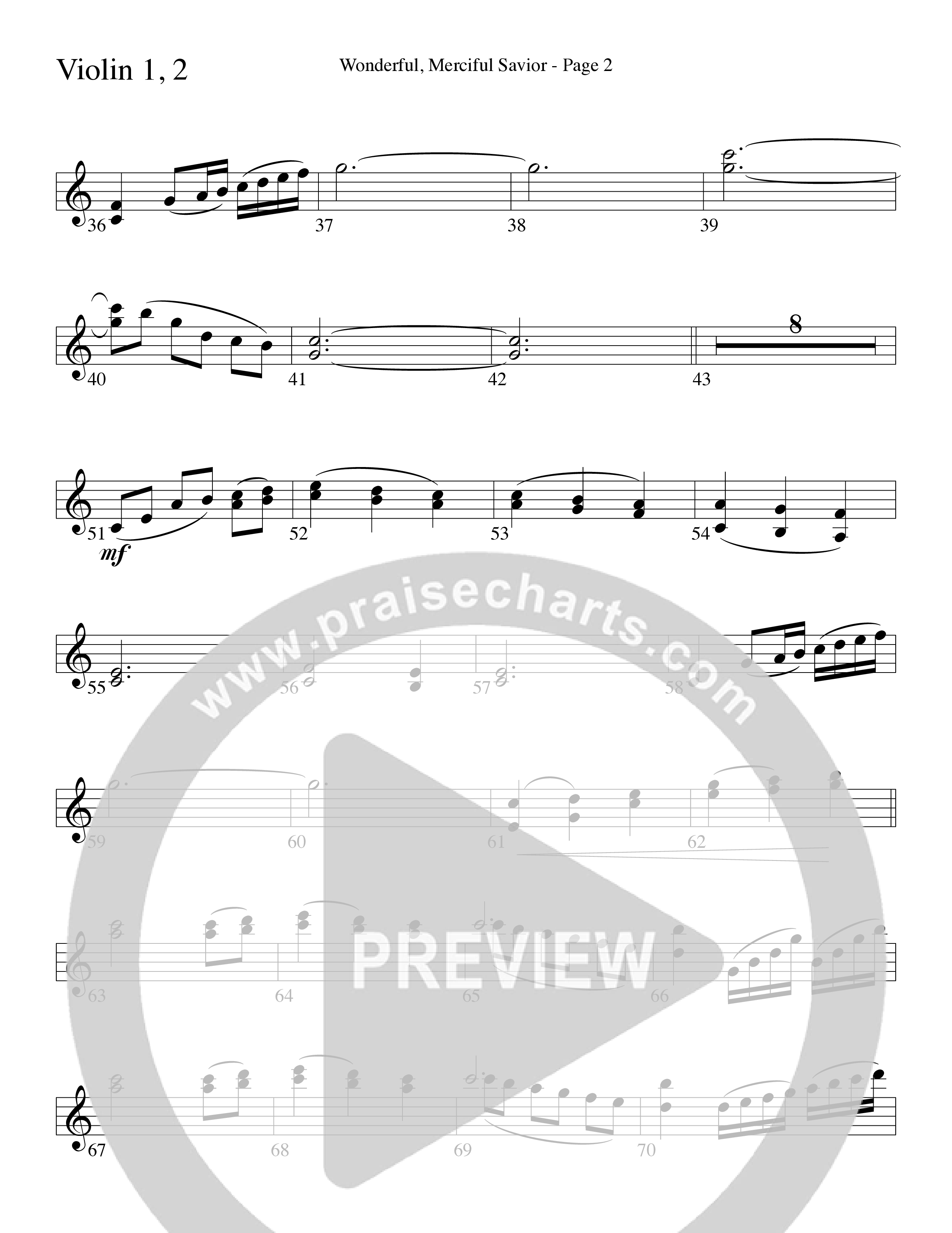 Wonderful Merciful Savior (Choral Anthem SATB) Violin 1/2 (Word Music Choral / Arr. Mark McClure)