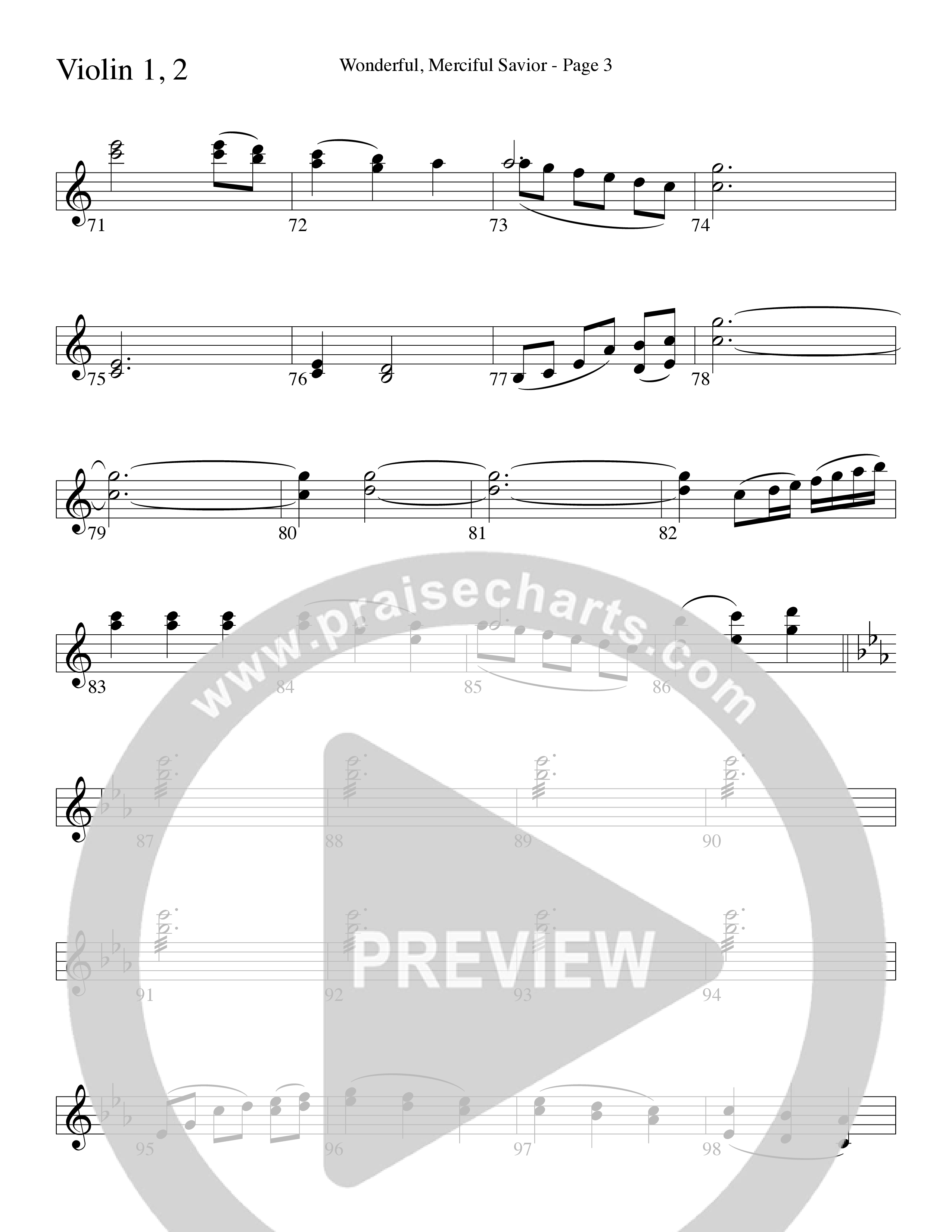 Wonderful Merciful Savior (Choral Anthem SATB) Violin 1/2 (Word Music Choral / Arr. Mark McClure)
