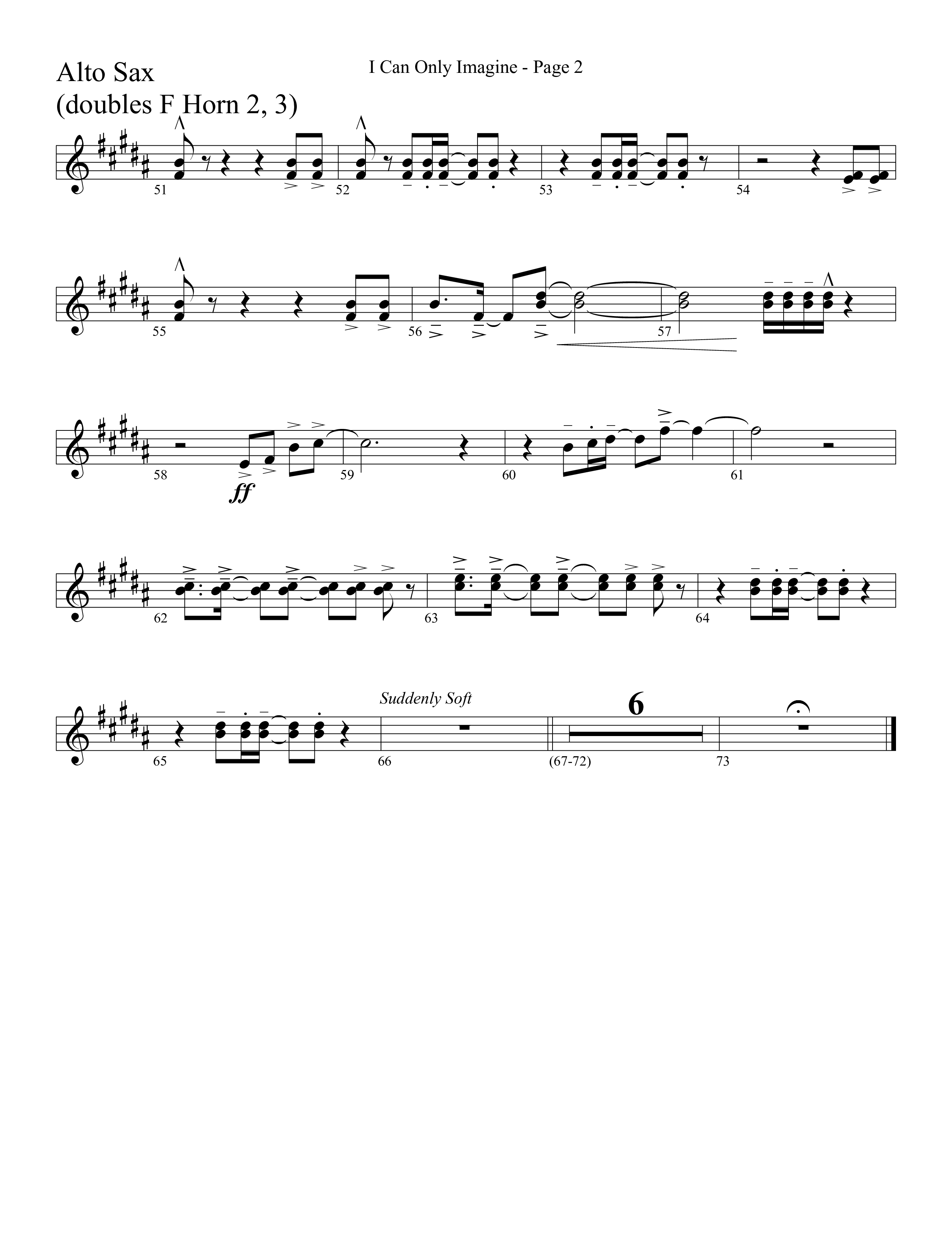 I Can Only Imagine (Choral Anthem SATB) Alto Sax (Word Music Choral / Arr. David Clydesdale)