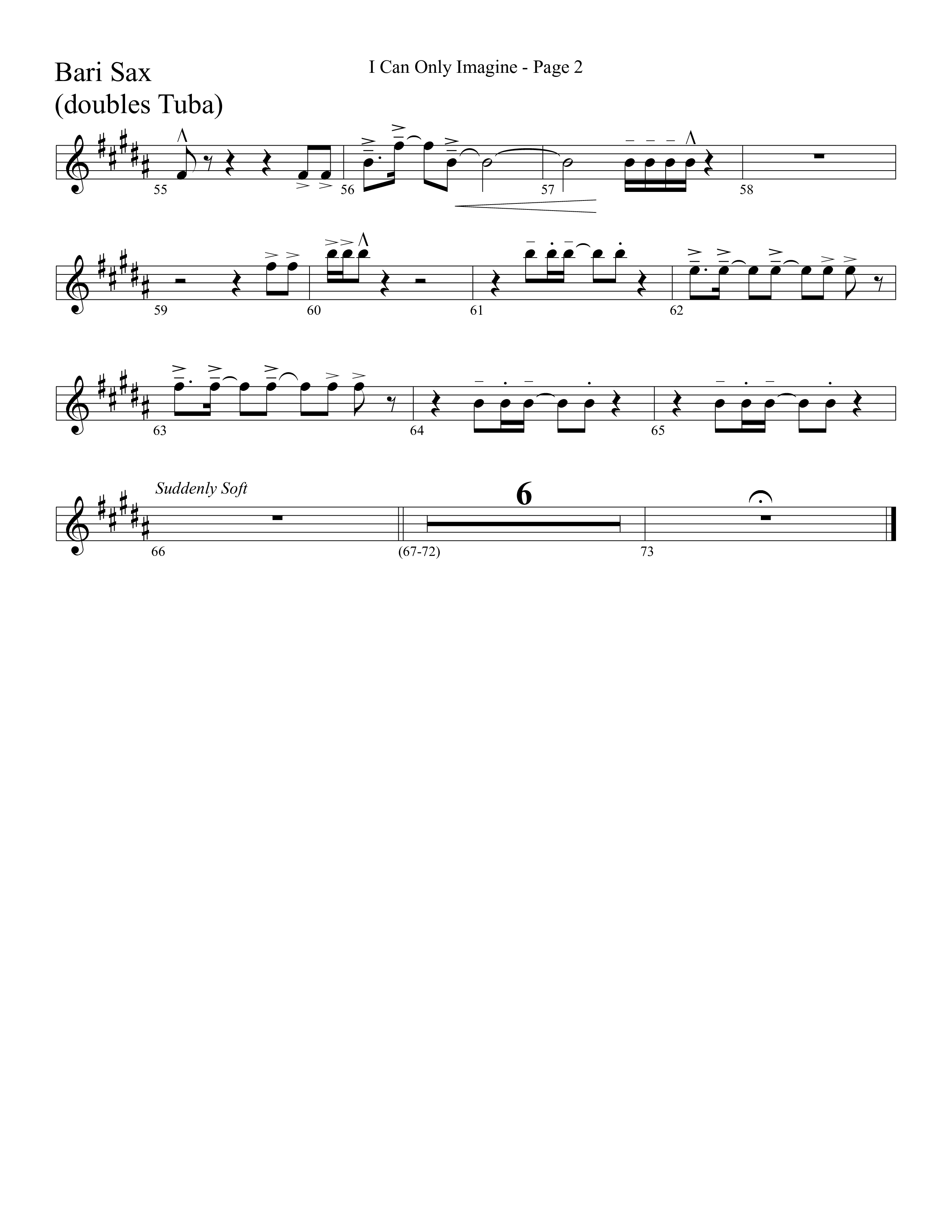 I Can Only Imagine (Choral Anthem SATB) Bari Sax (Word Music Choral / Arr. David Clydesdale)