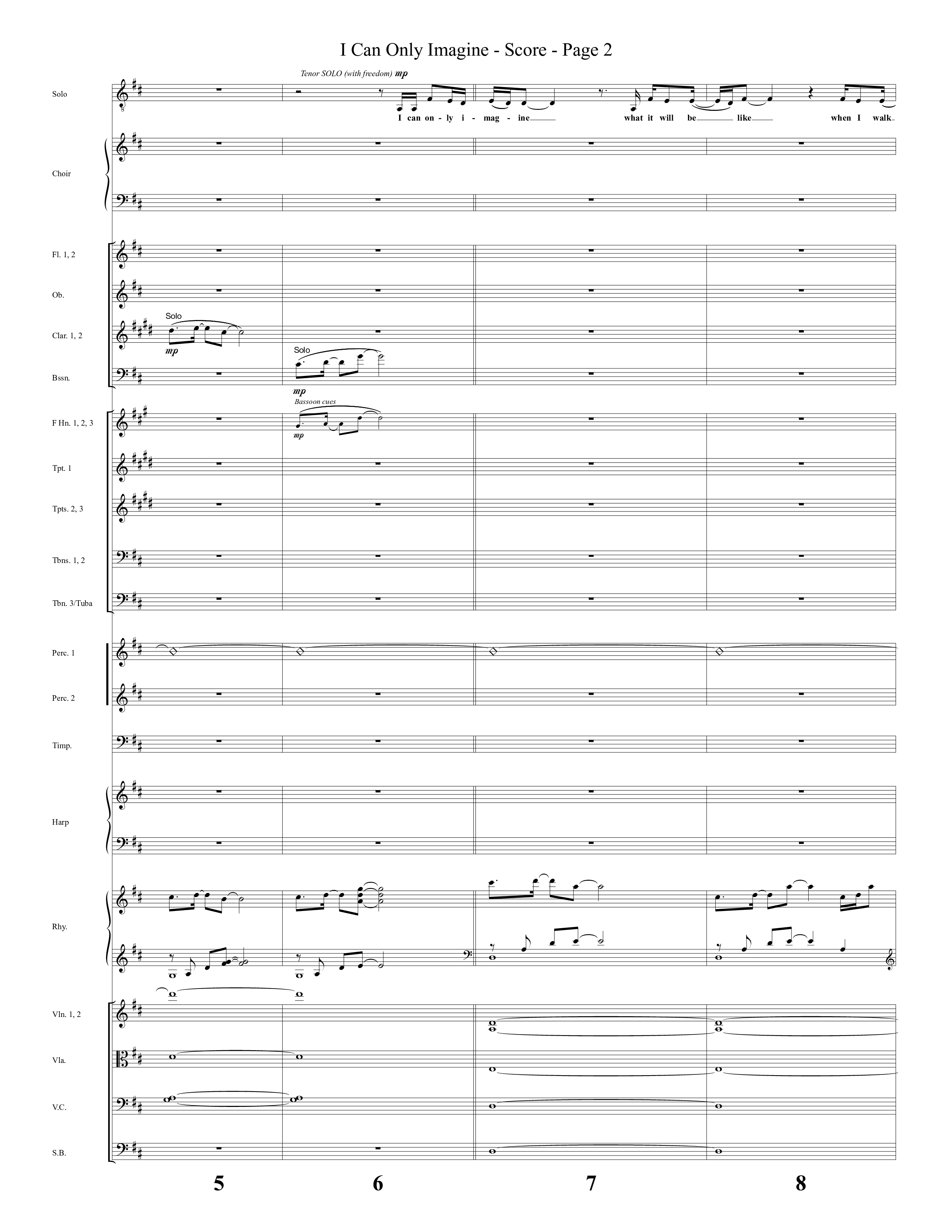 I Can Only Imagine (Choral Anthem SATB) Orchestration (Word Music Choral / Arr. David Clydesdale)