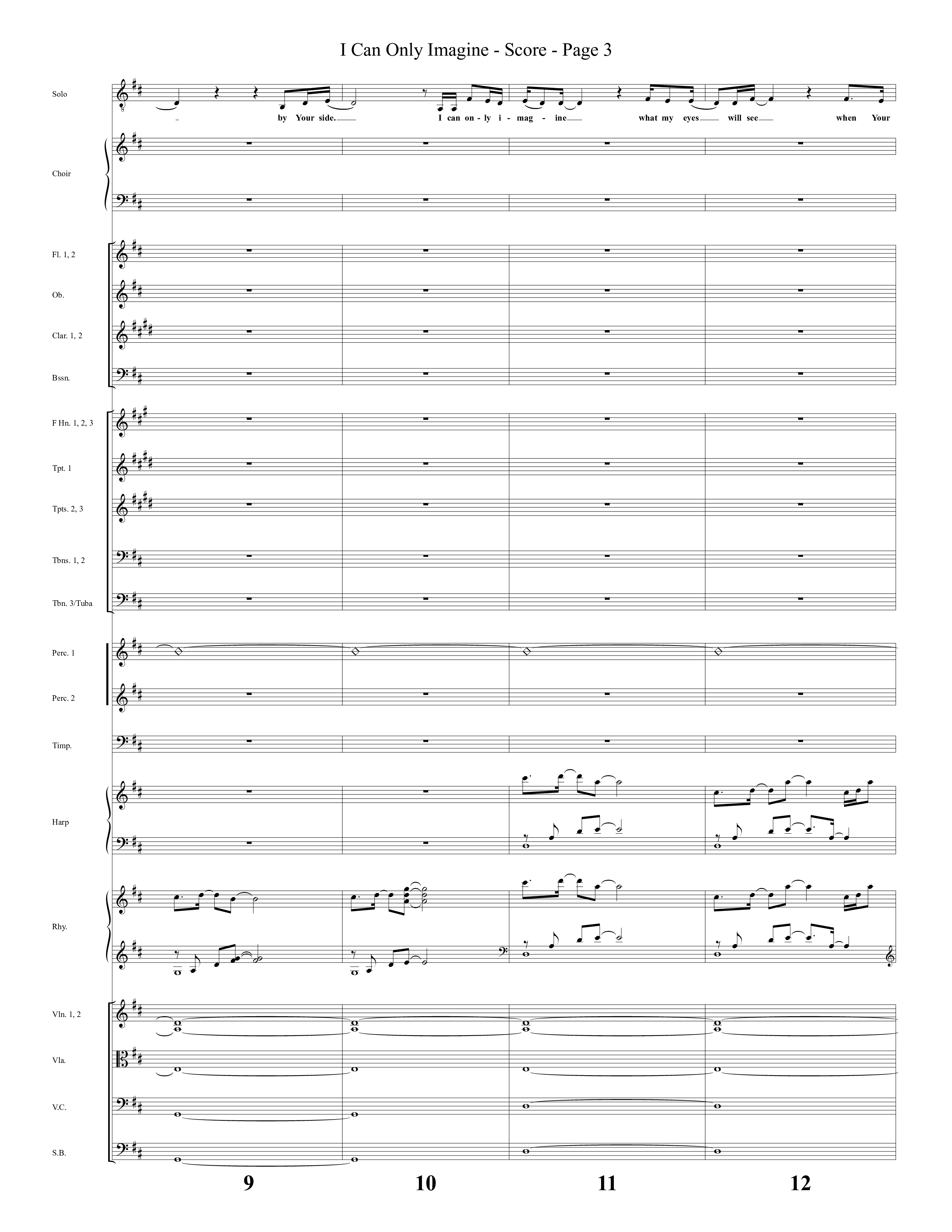 I Can Only Imagine (Choral Anthem SATB) Orchestration (Word Music Choral / Arr. David Clydesdale)