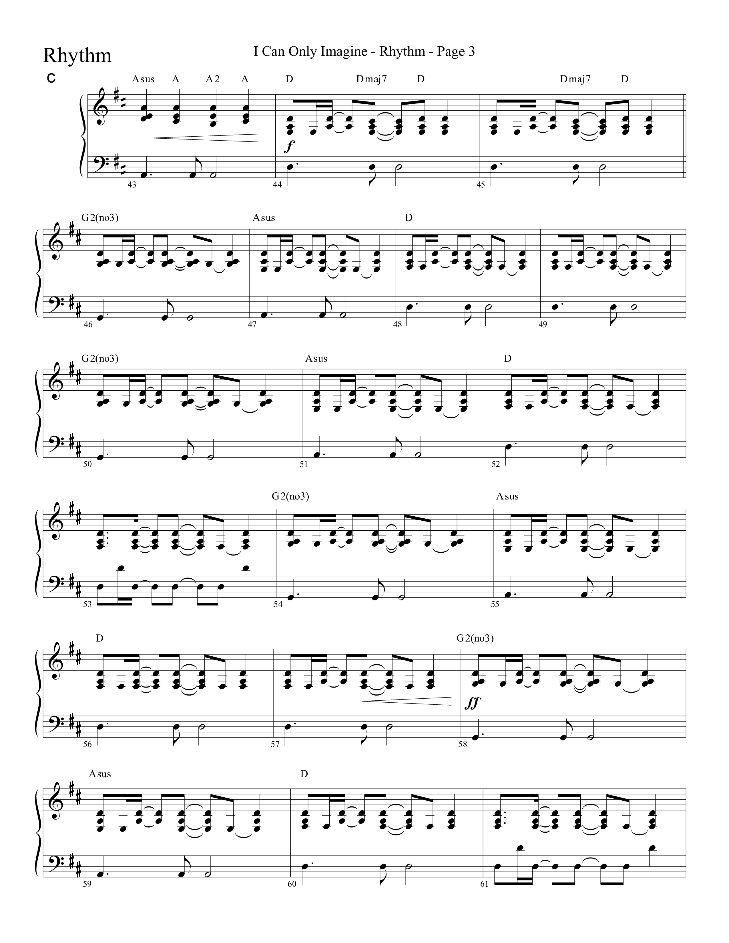 I Can Only Imagine (Choral Anthem SATB) Rhythm Chart (Word Music Choral / Arr. David Clydesdale)