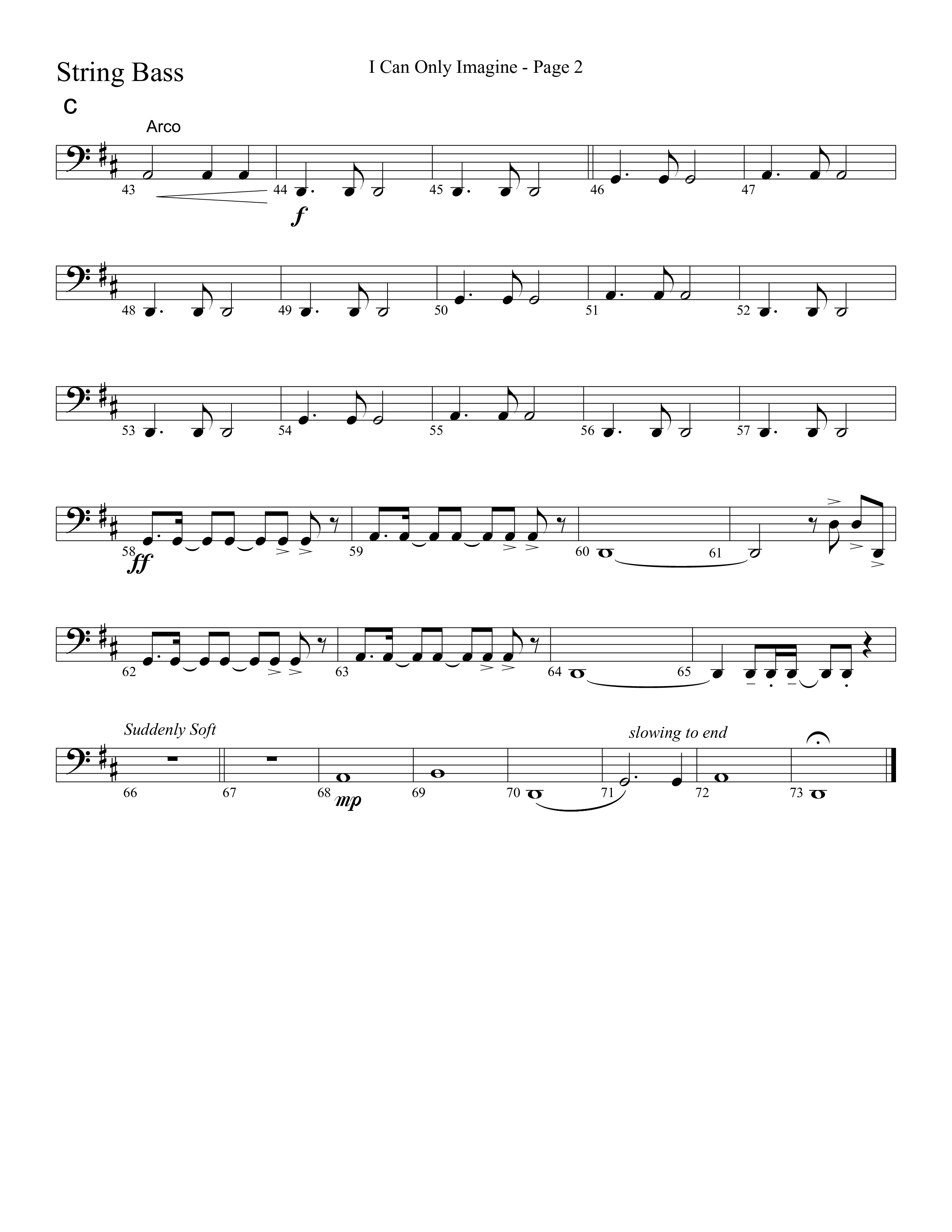 I Can Only Imagine (Choral Anthem SATB) String Bass (Word Music Choral / Arr. David Clydesdale)
