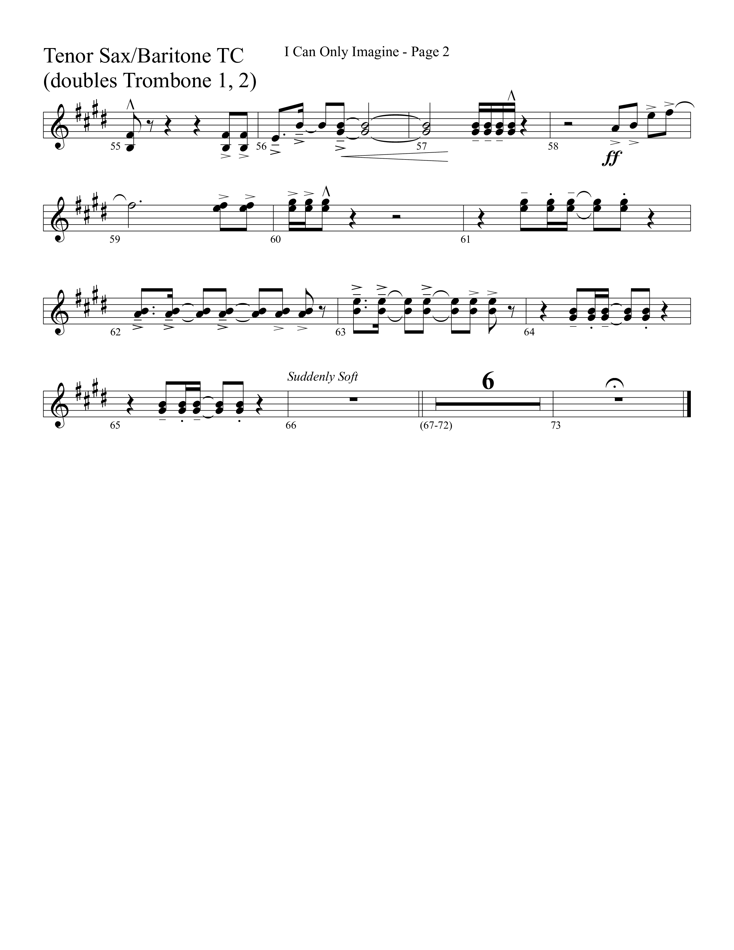 I Can Only Imagine (Choral Anthem SATB) Tenor Sax/Baritone T.C. (Word Music Choral / Arr. David Clydesdale)