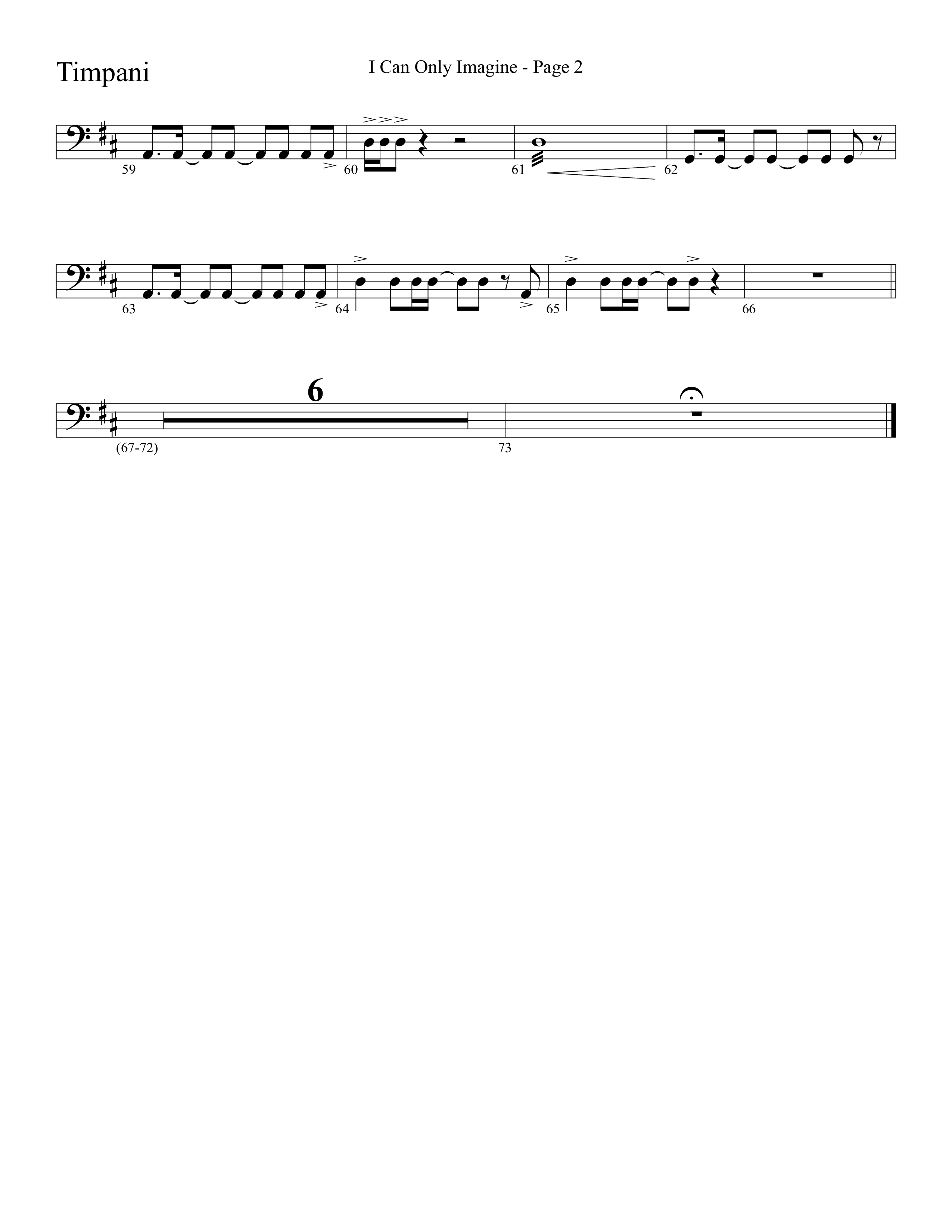 I Can Only Imagine (Choral Anthem SATB) Timpani (Word Music Choral / Arr. David Clydesdale)