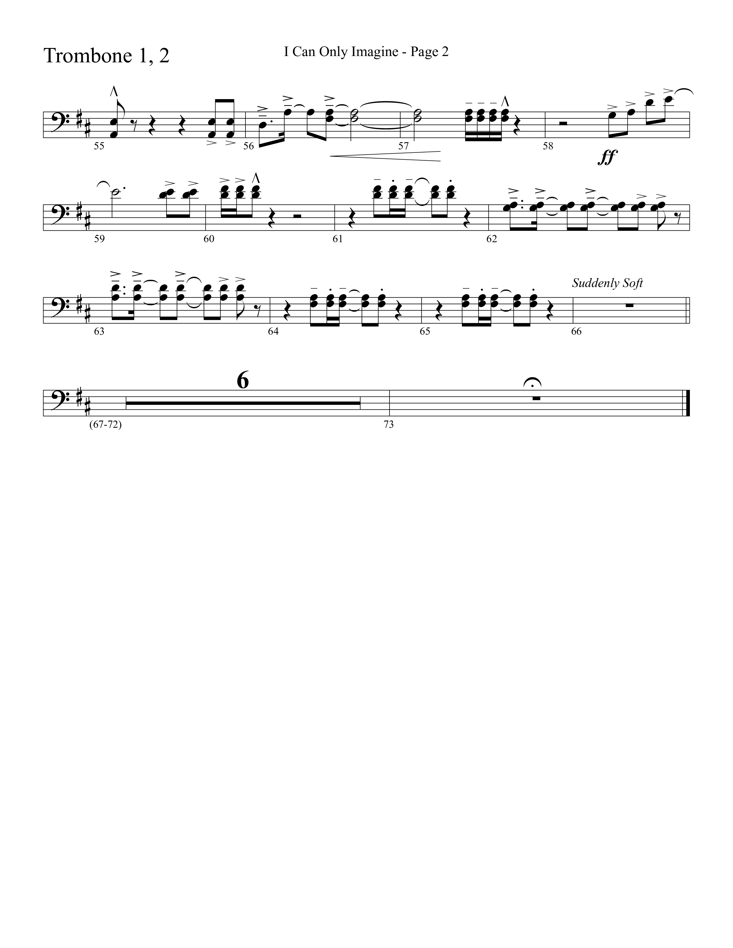 I Can Only Imagine (Choral Anthem SATB) Trombone 1/2 (Word Music Choral / Arr. David Clydesdale)