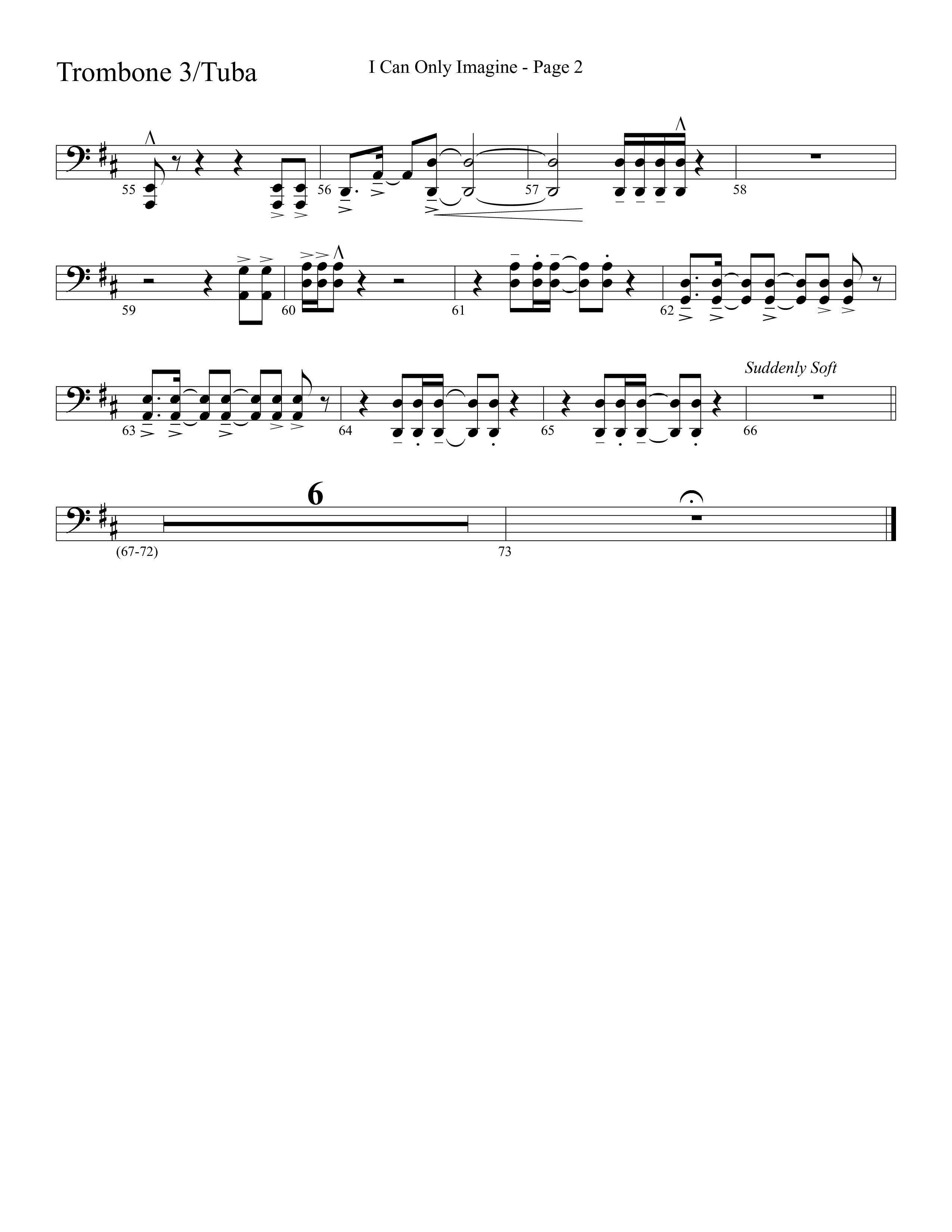 I Can Only Imagine (Choral Anthem SATB) Trombone 3/Tuba (Word Music Choral / Arr. David Clydesdale)