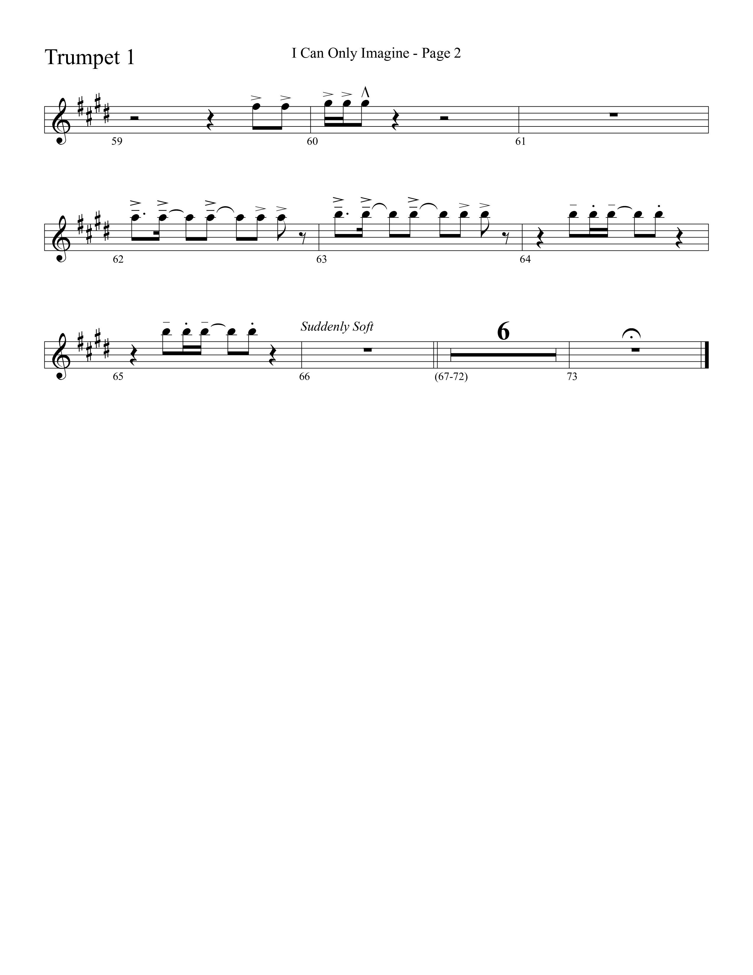 I Can Only Imagine (Choral Anthem SATB) Trumpet 1 (Word Music Choral / Arr. David Clydesdale)