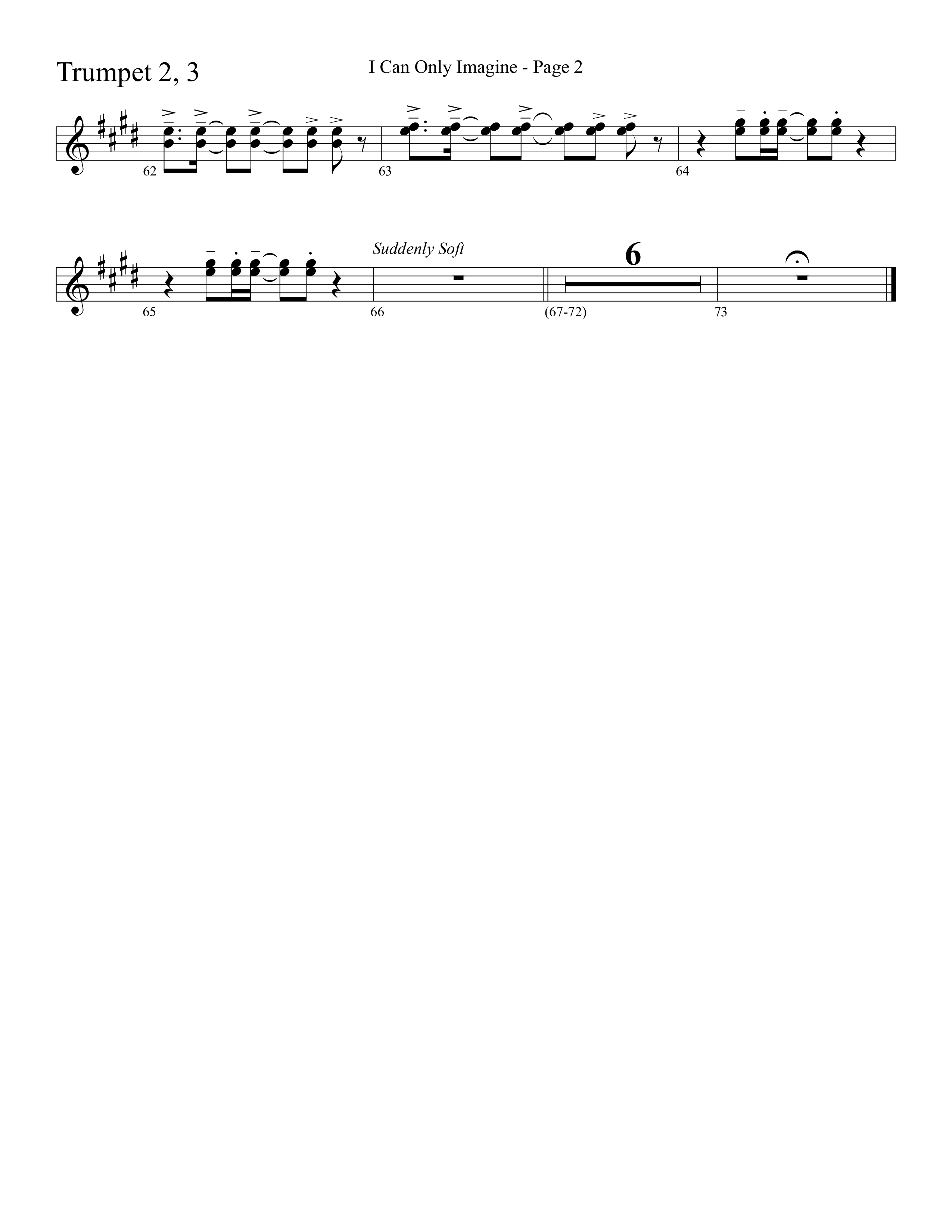 I Can Only Imagine (Choral Anthem SATB) Trumpet 2/3 (Word Music Choral / Arr. David Clydesdale)