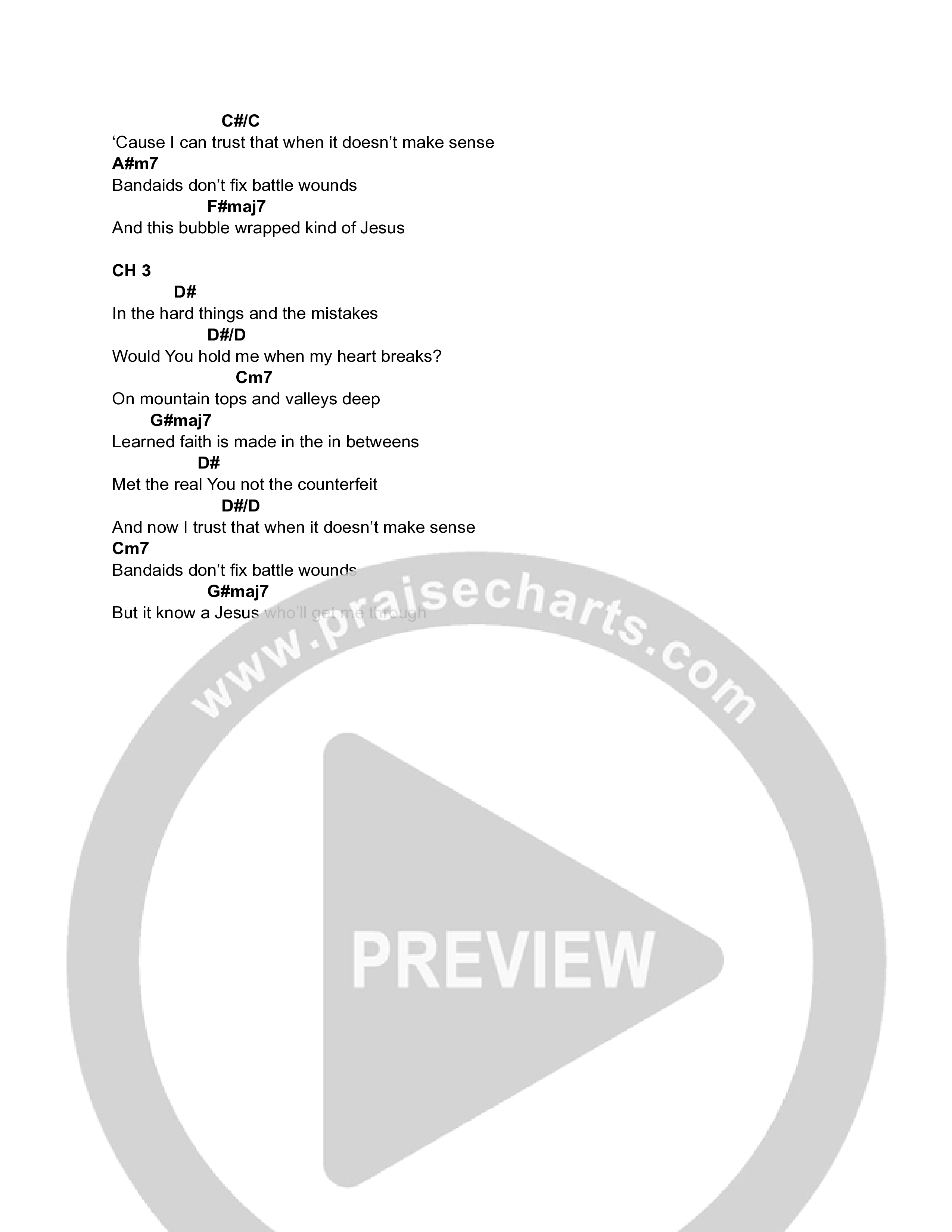 Bubblewrap Jesus Chord Chart (Darthy)