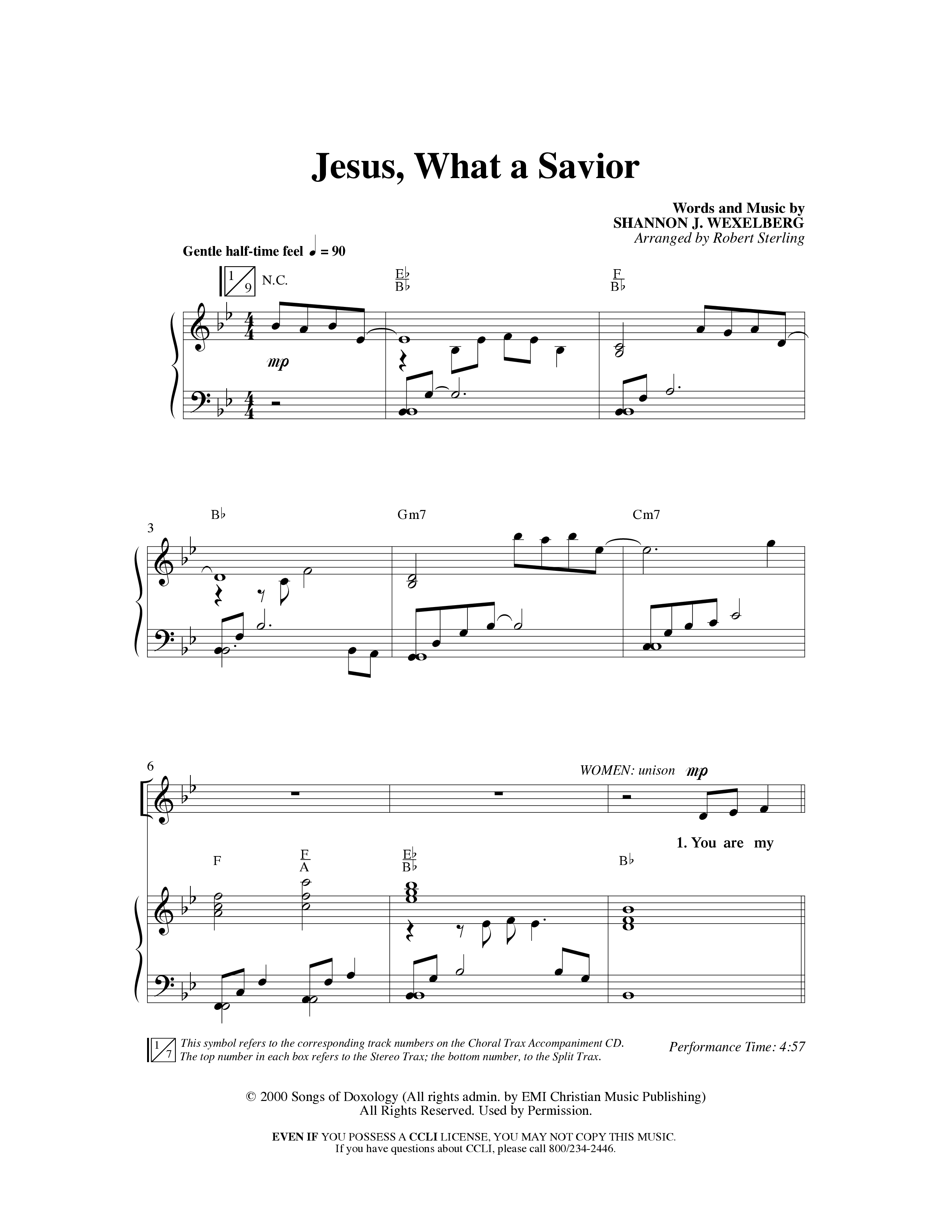 Jesus What A Savior (Choral Anthem SATB) Anthem (SATB/Piano) (Word Music Choral / Arr. Robert Sterling)