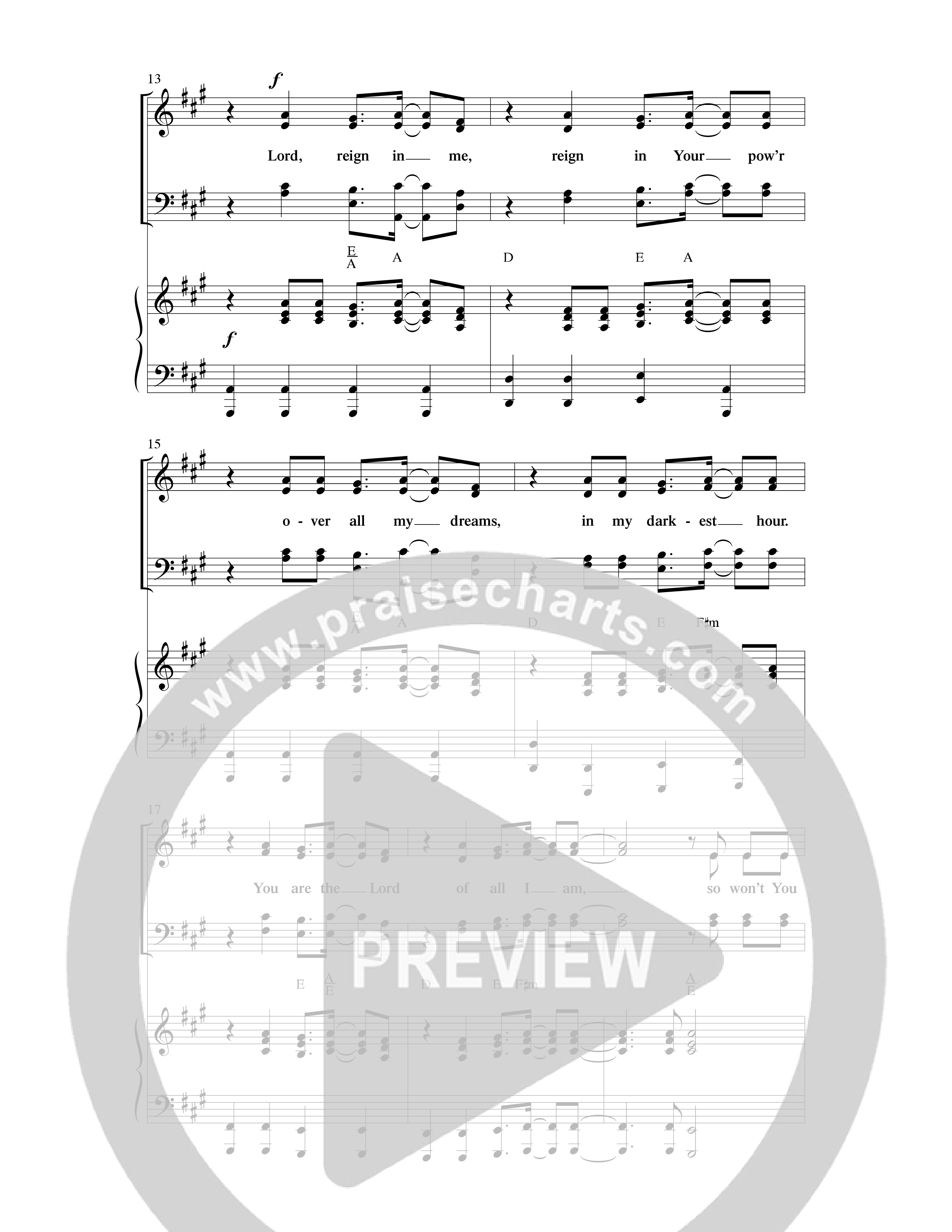 Lord Reign In Me (Choral Anthem SATB) Anthem (SATB/Piano) (Word Music Choral / Arr. David Clydesdale)