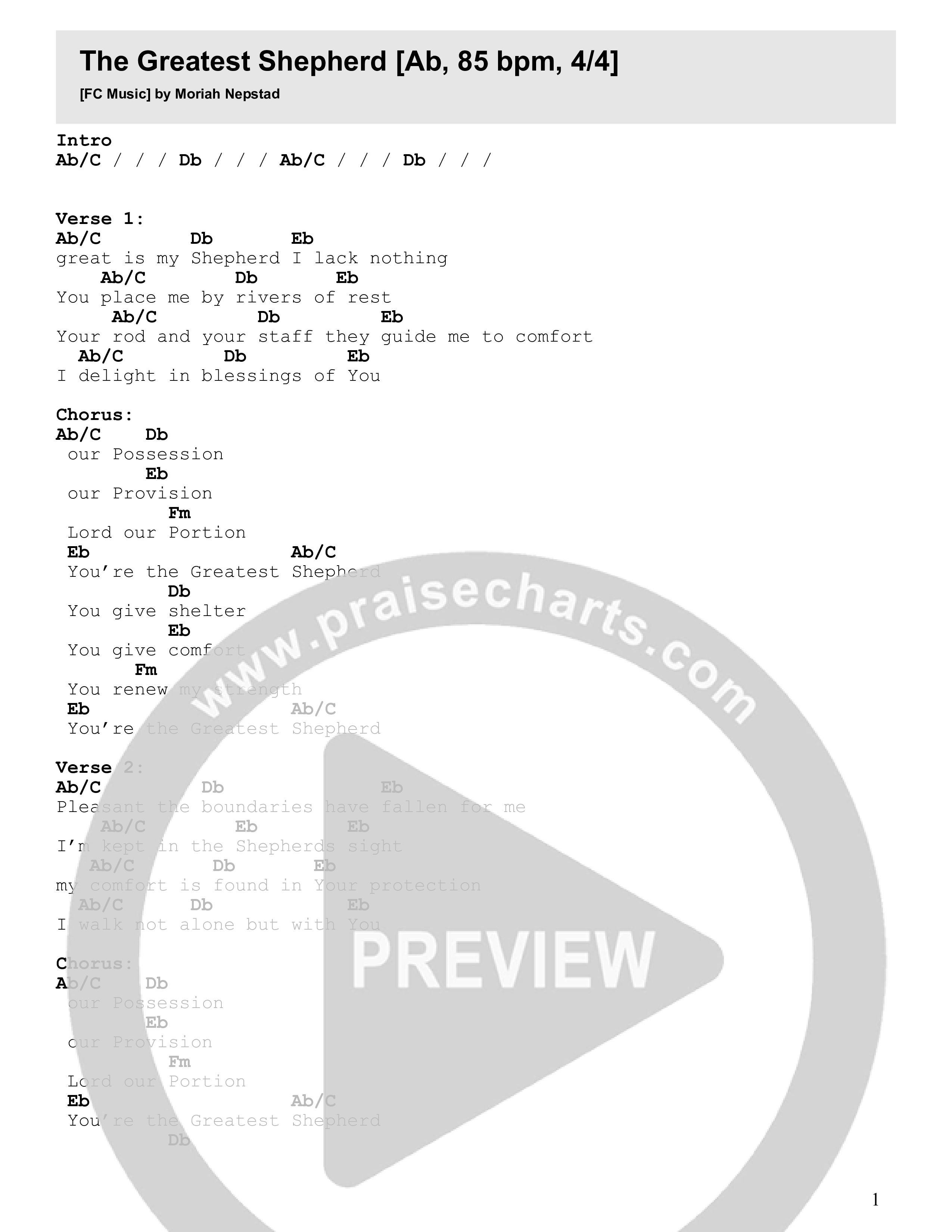The Greatest Shepherd Chord Chart (FC Music)