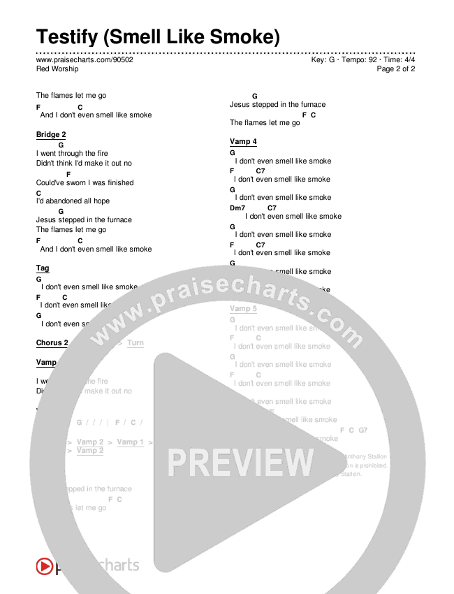 Testify (Smell Like Smoke) Chords & Lyrics (Red Worship)