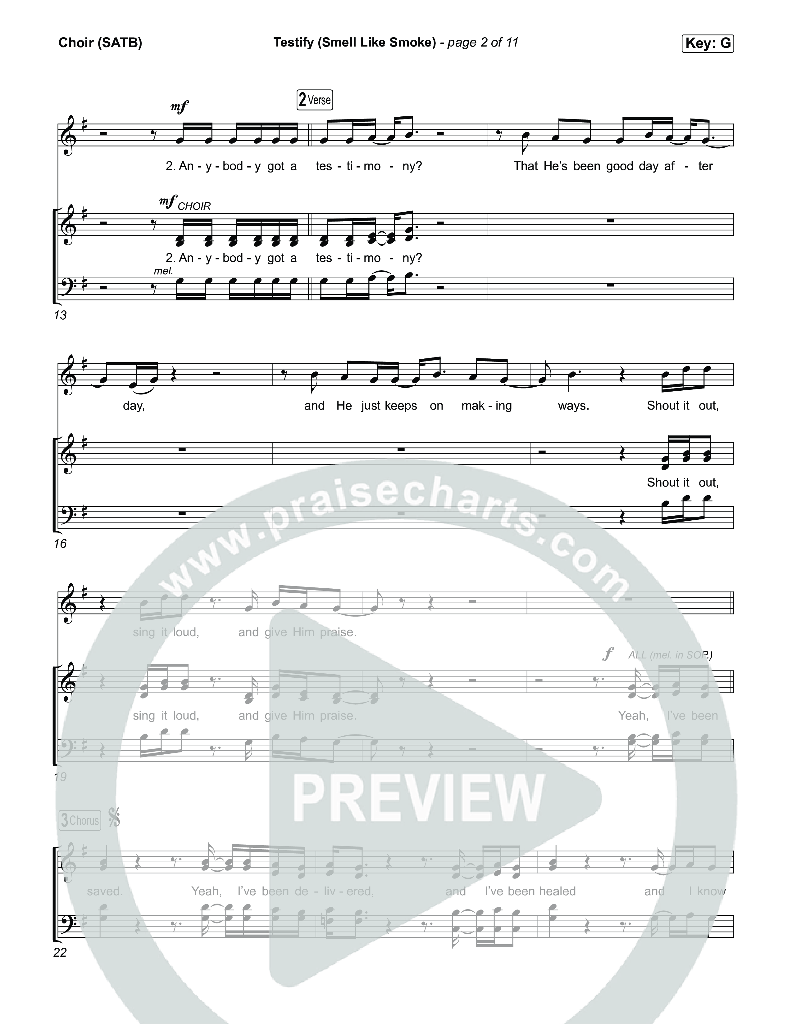 Testify (Smell Like Smoke) Choir Sheet (SATB) (Red Worship)