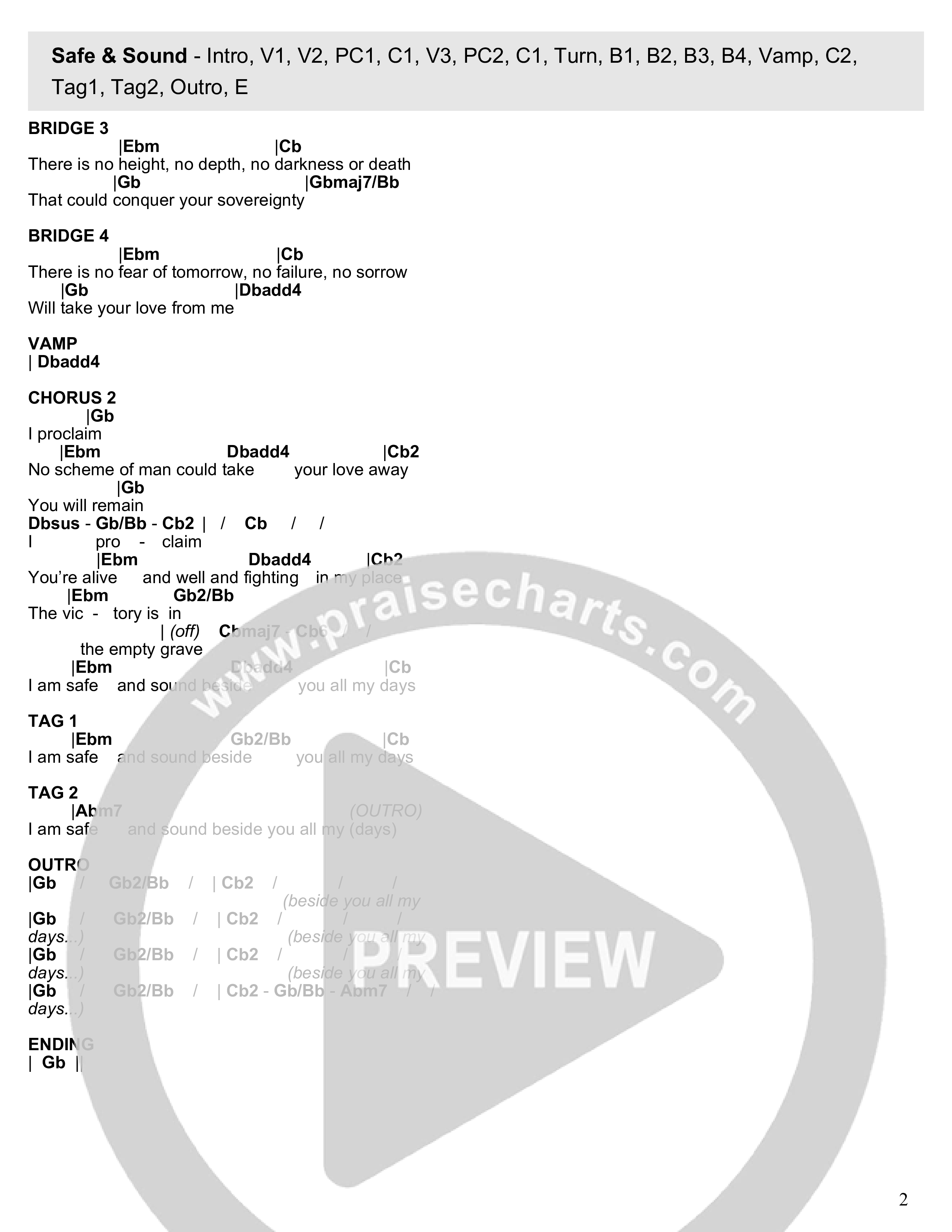 Safe & Sound Chord Chart (Liberty Live Worship)