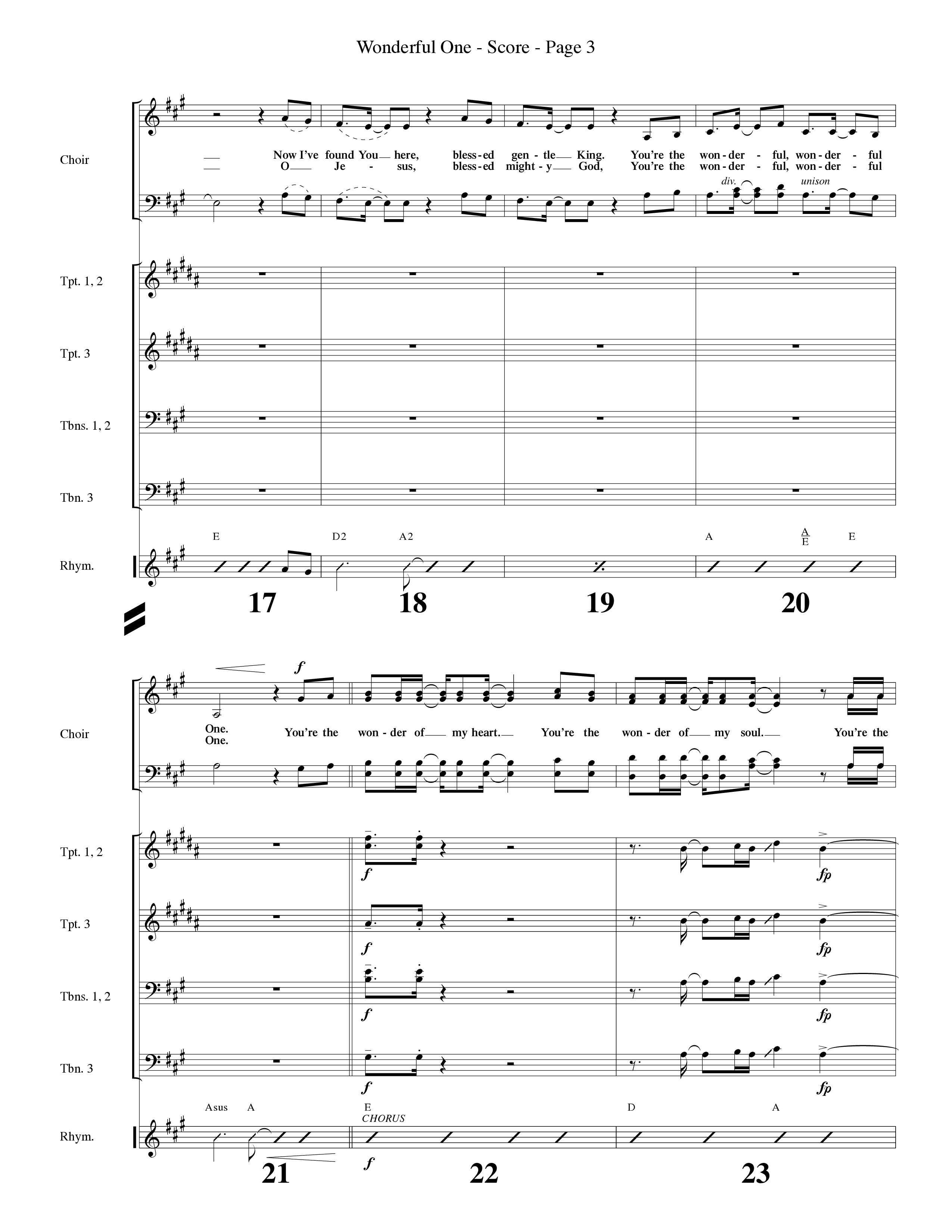 Wonderful One (Choral Anthem SATB) Orchestration (Word Music Choral / Arr. Robert Sterling)