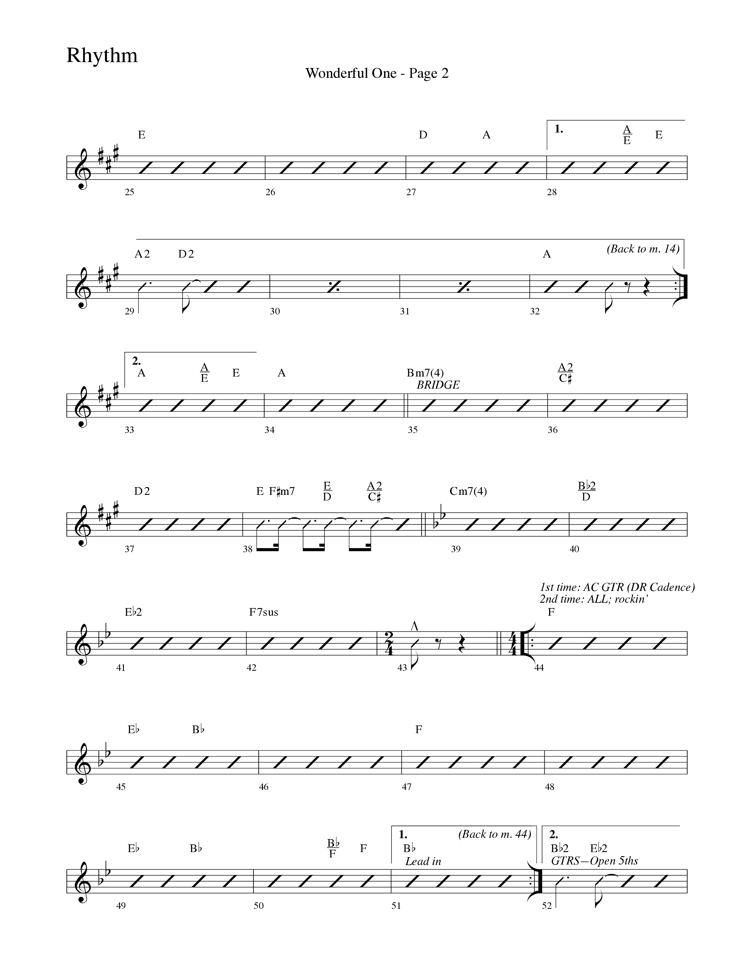 Wonderful One (Choral Anthem SATB) Rhythm Chart (Word Music Choral / Arr. Robert Sterling)